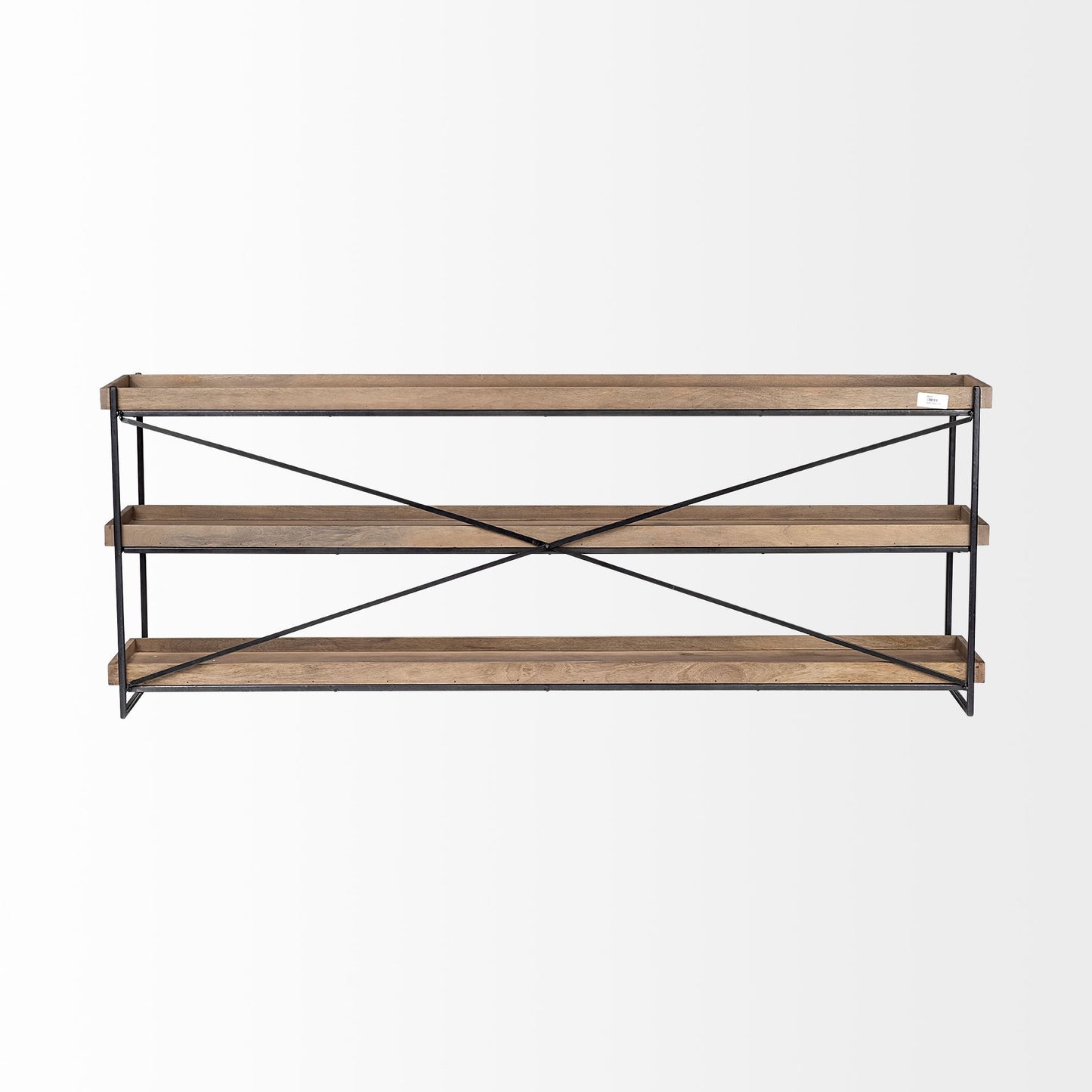 Light Brown & Black Solid Wood & Iron Console Table