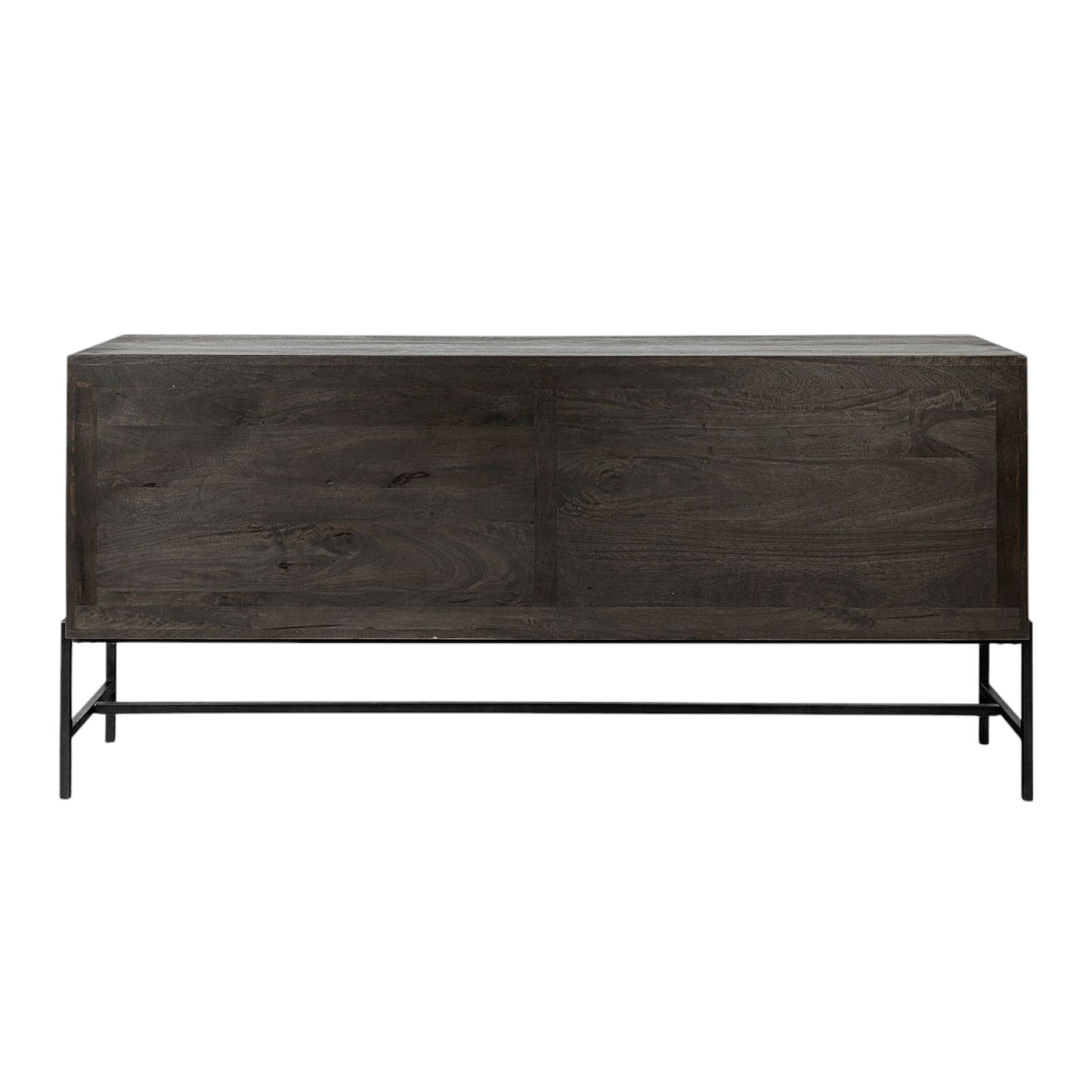 Black Solid Wood Sideboard w/ 4 Glass Doors