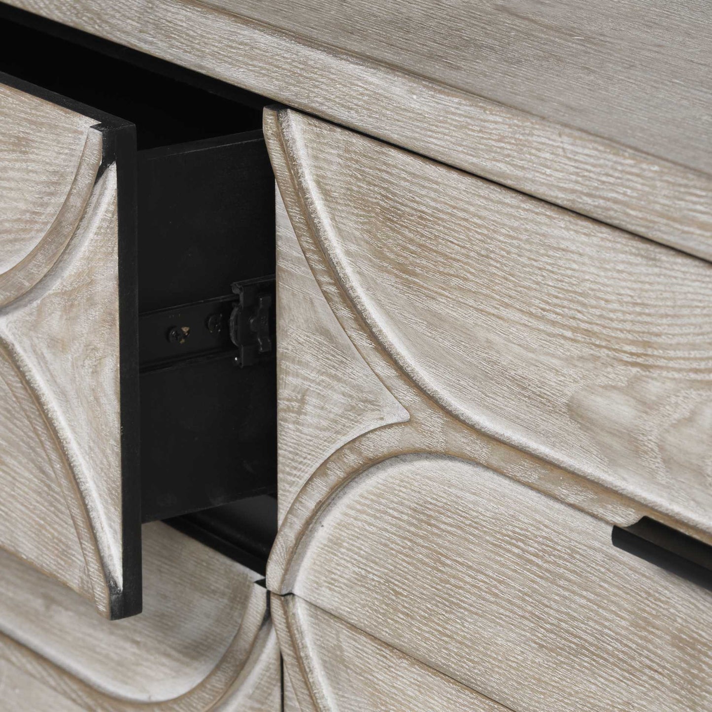 Light Brown Solid Wood 9 Drawer Sideboard