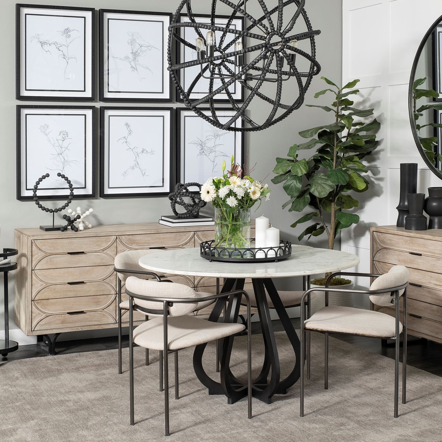 Light Brown Solid Wood 9 Drawer Sideboard