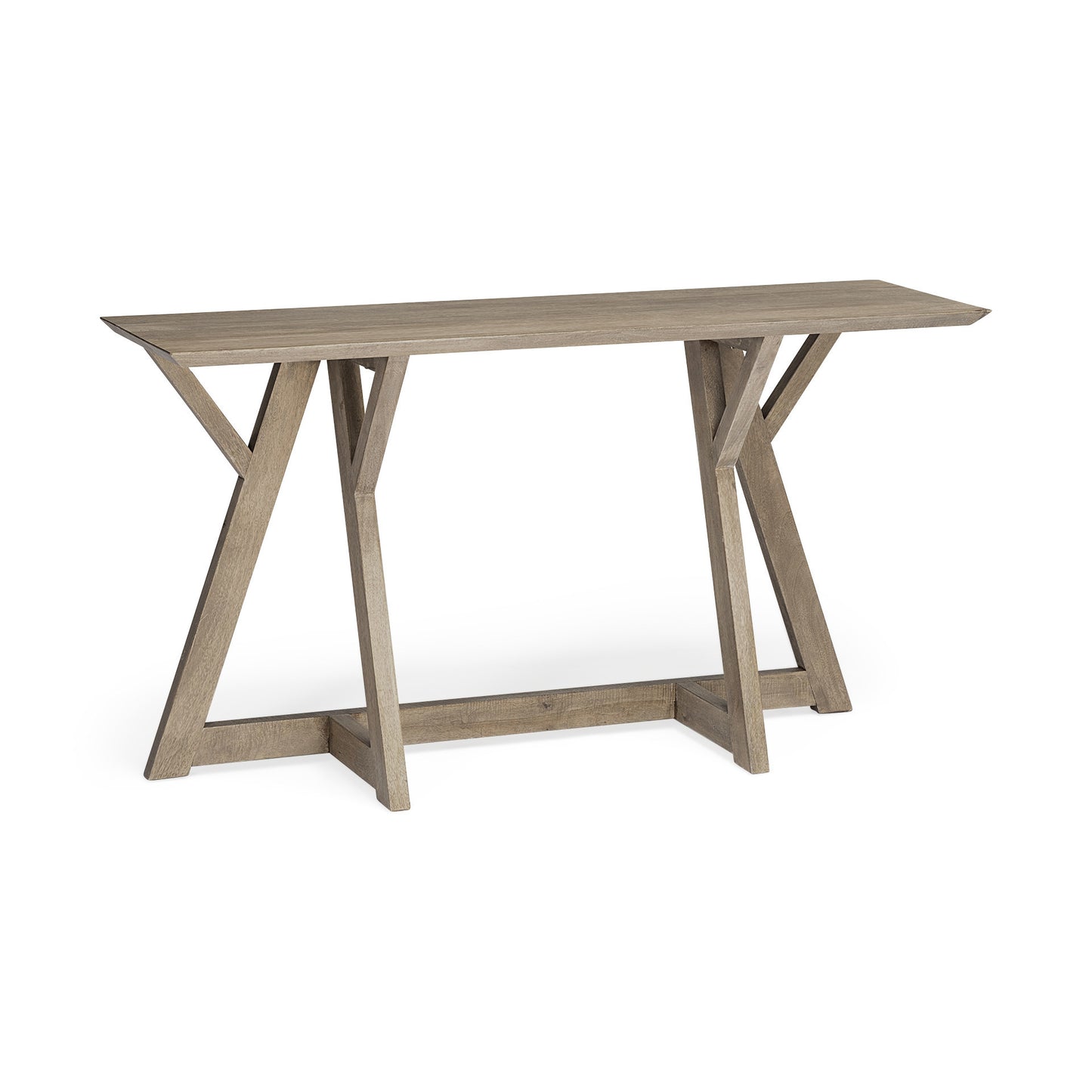 Brown Solid Wood Trestle Console Table