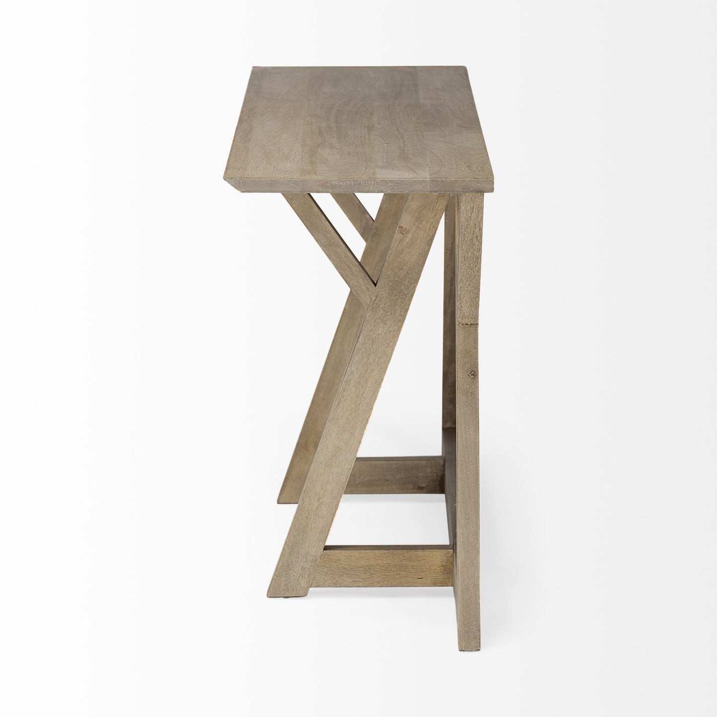 Brown Solid Wood Trestle Console Table