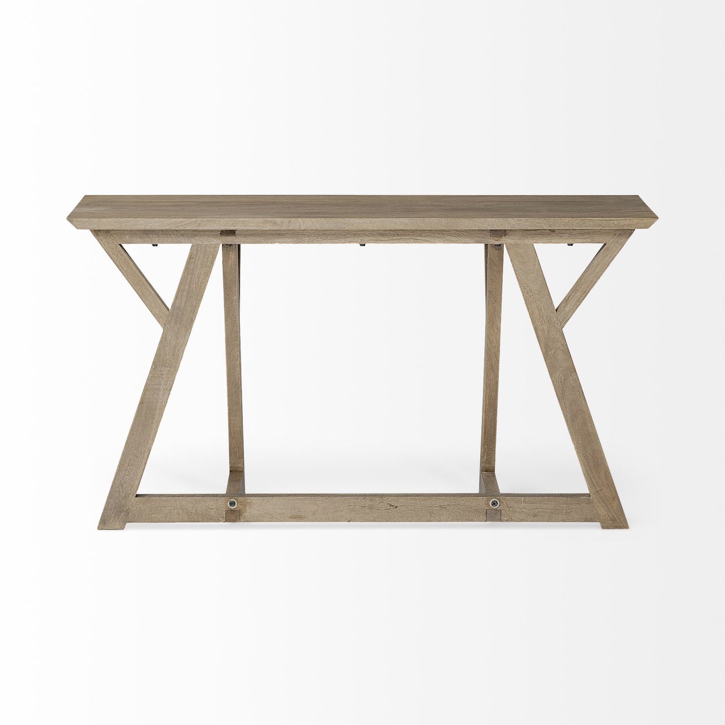 Brown Solid Wood Trestle Console Table