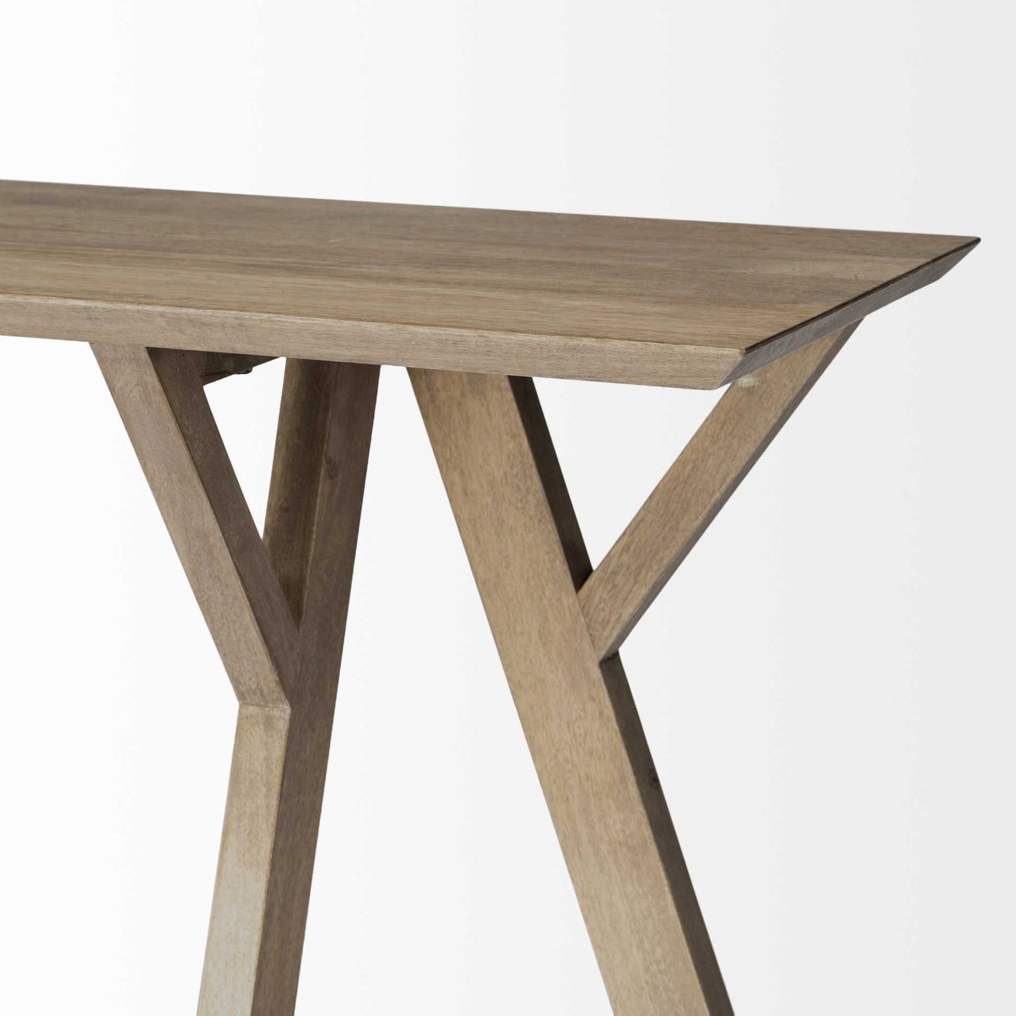 Brown Solid Wood Trestle Console Table