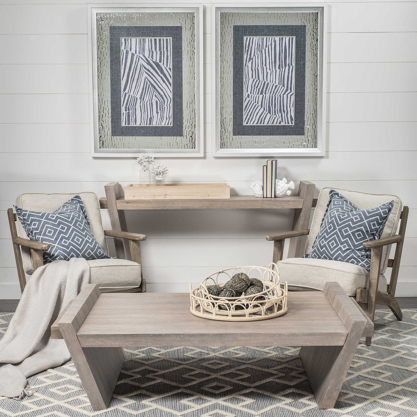 Brown Solid Wood Slanted Base Console Table