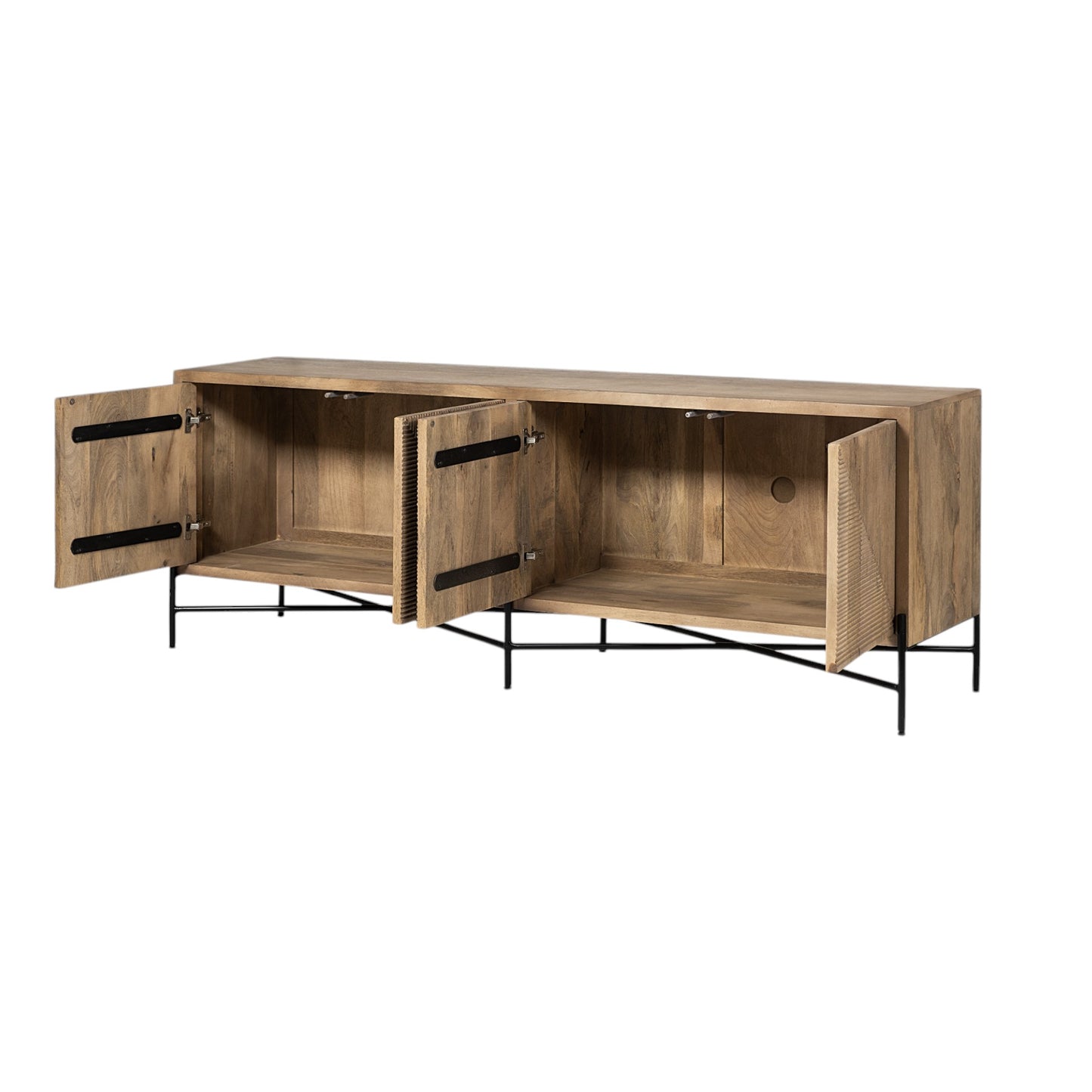 Brown Solid Wood Sideboard w/ 4 Doors