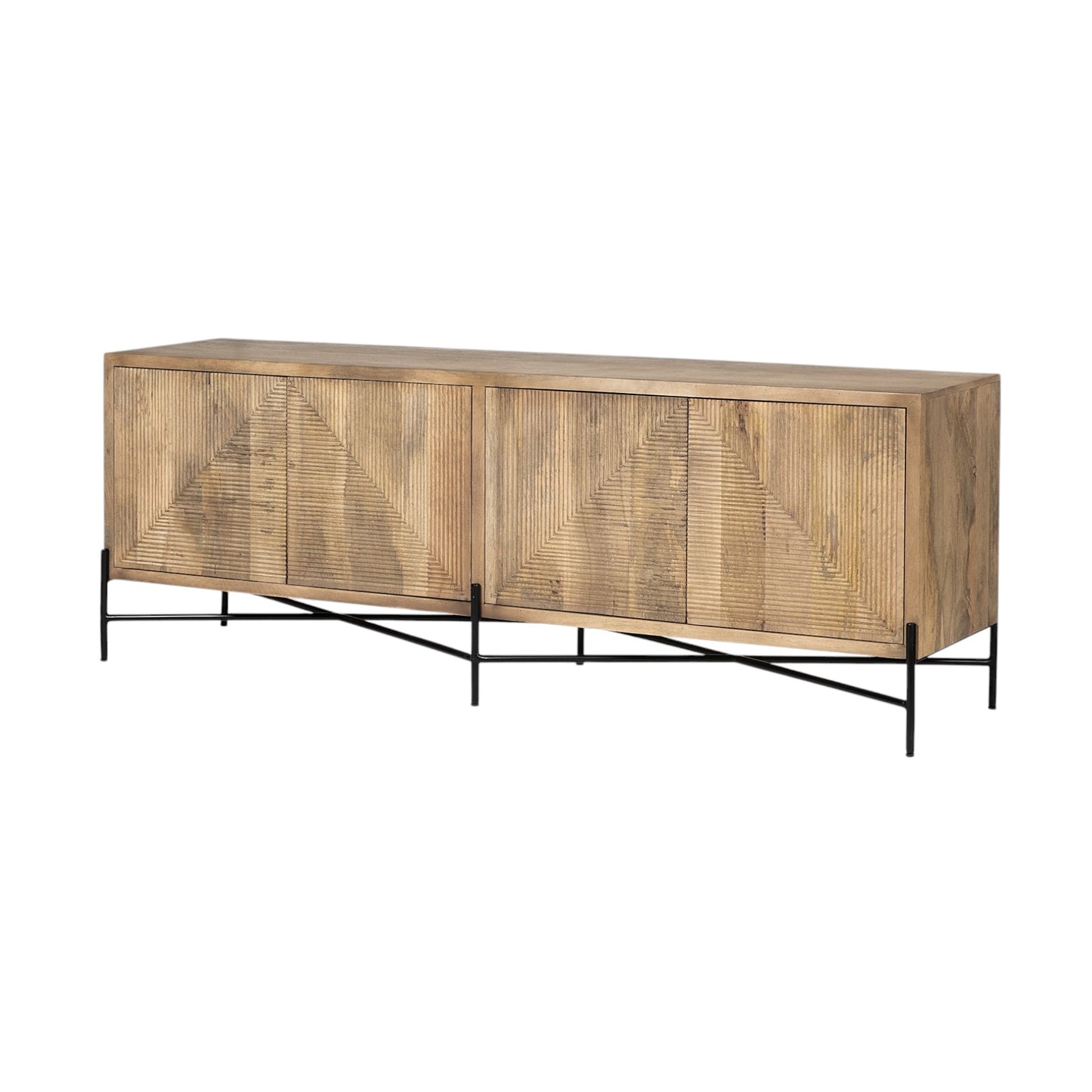 Brown Solid Wood Sideboard w/ 4 Doors