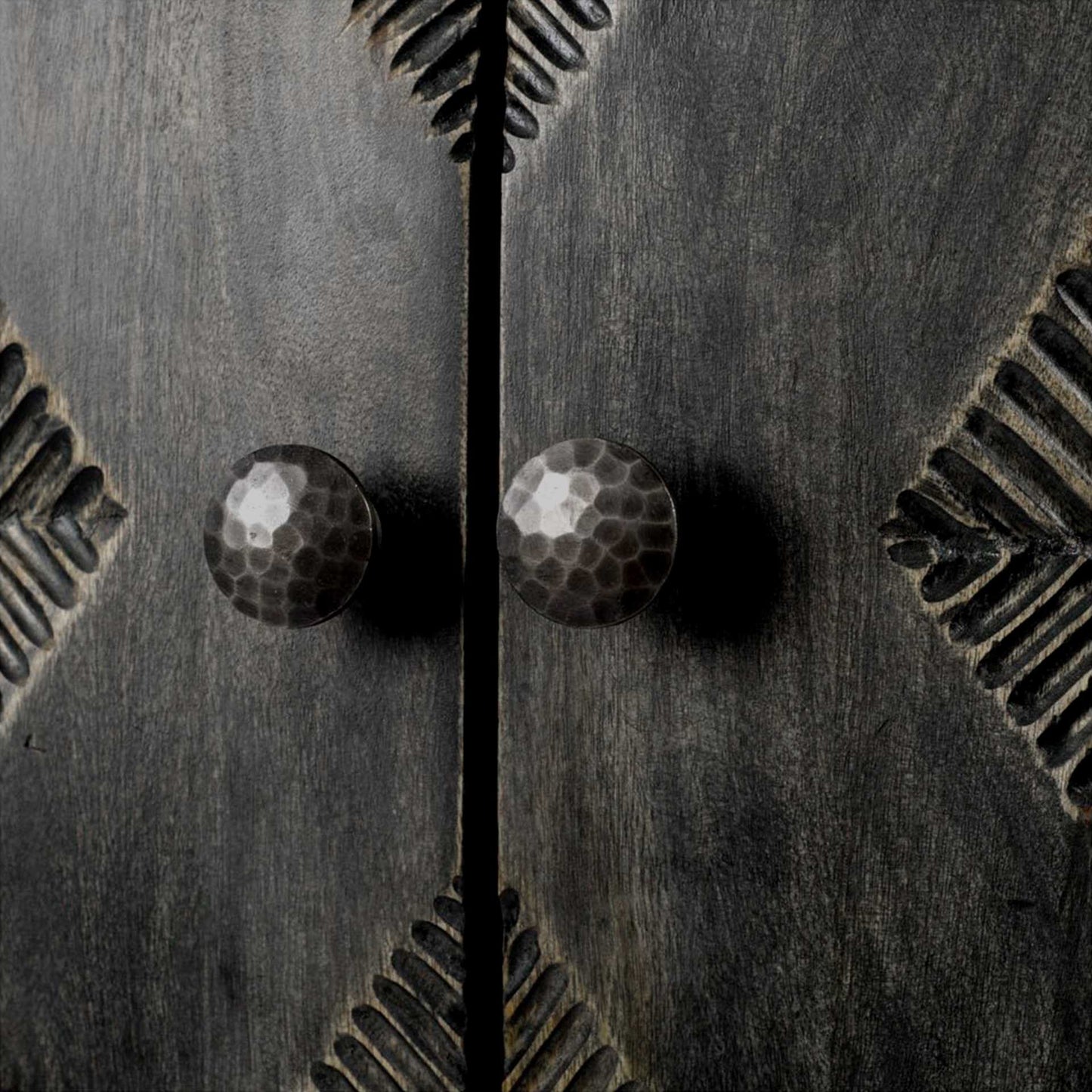 Black Solid Wood Sideboard w/ 4 Doors