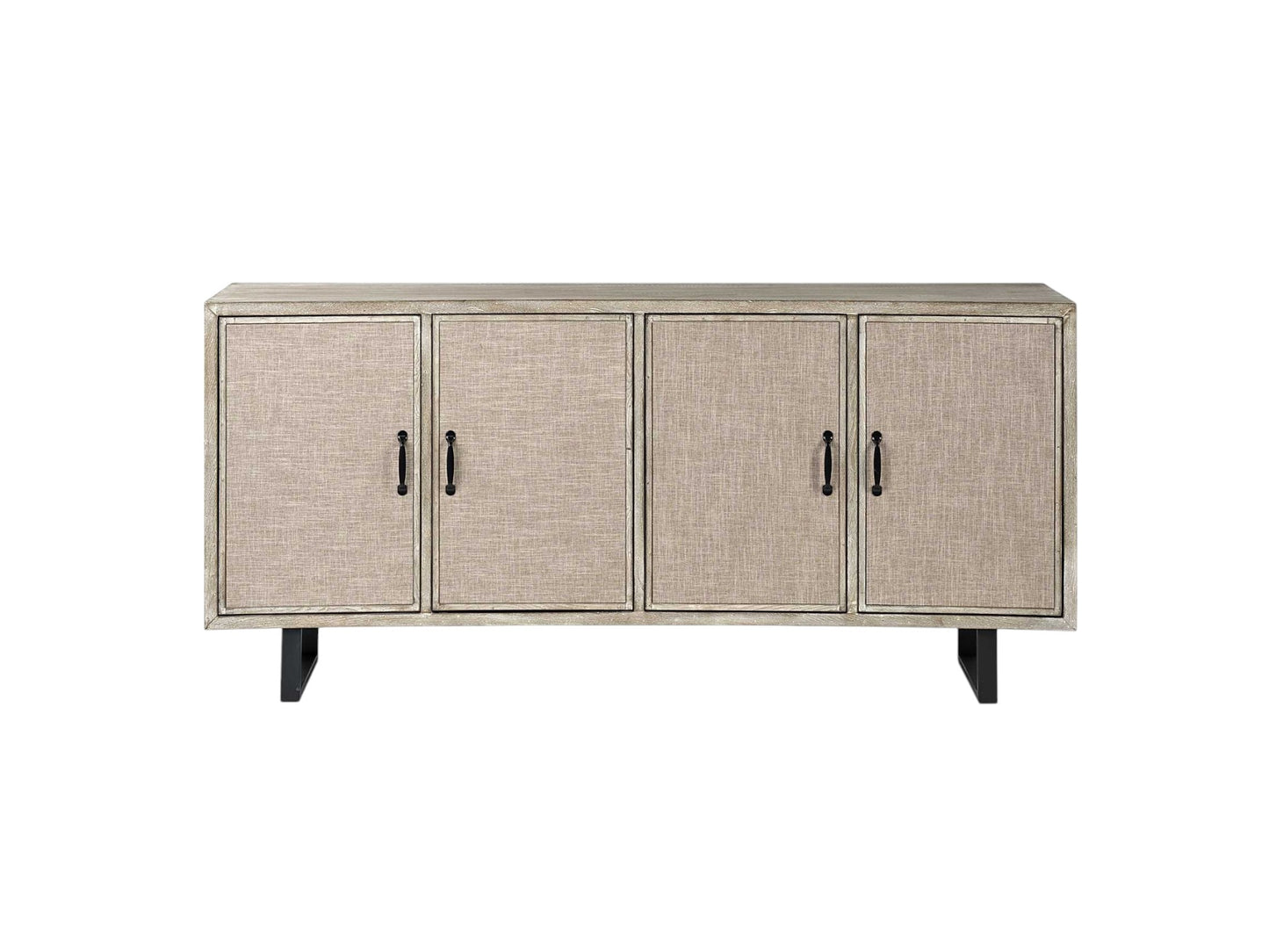 Light Brown Solid Wood Sideboard w/ 4 Doors