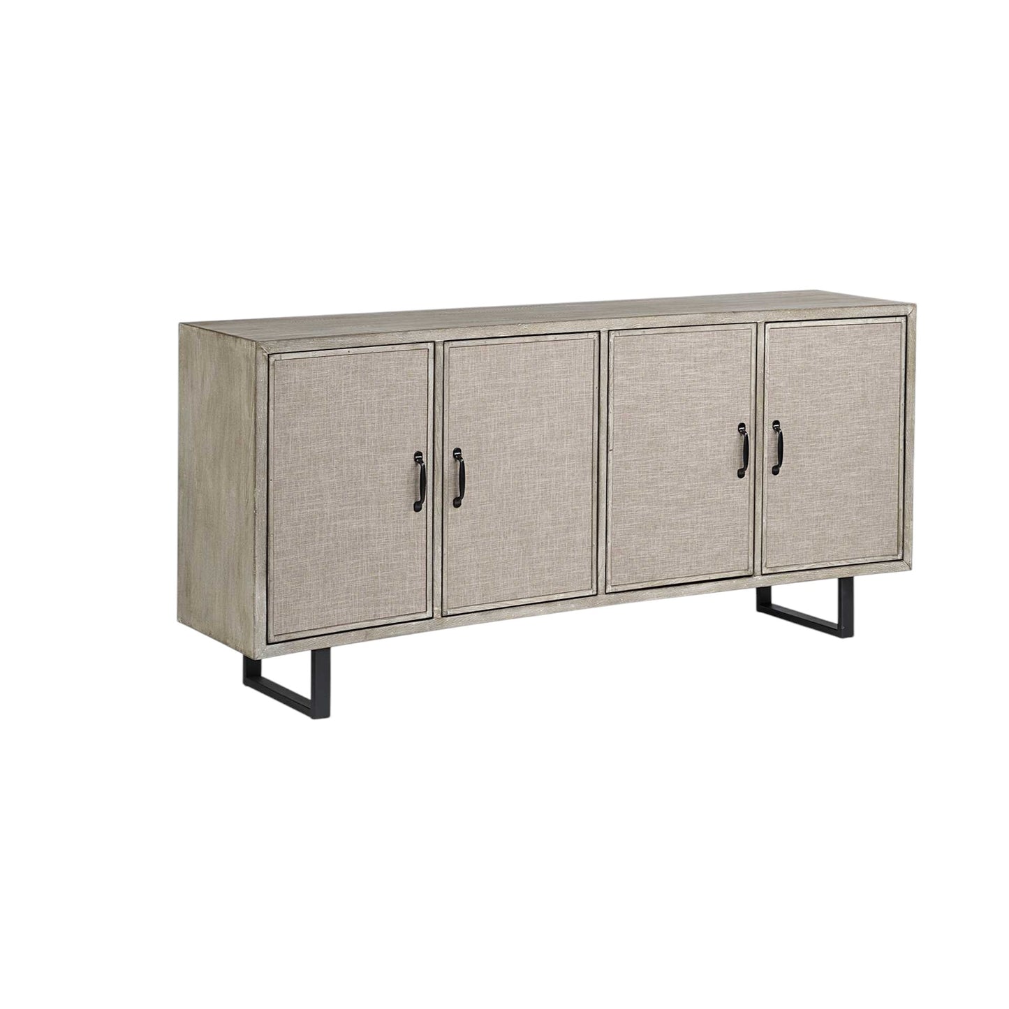 Light Brown Solid Wood Sideboard w/ 4 Doors