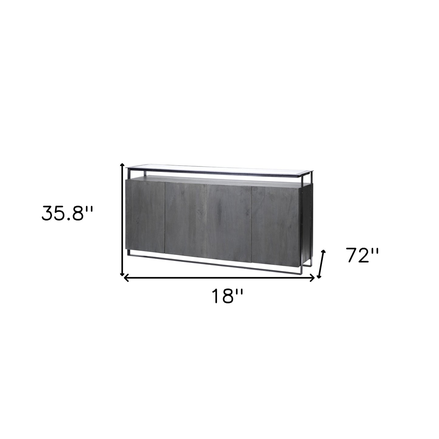 Black & Gray Solid Wood Sideboard