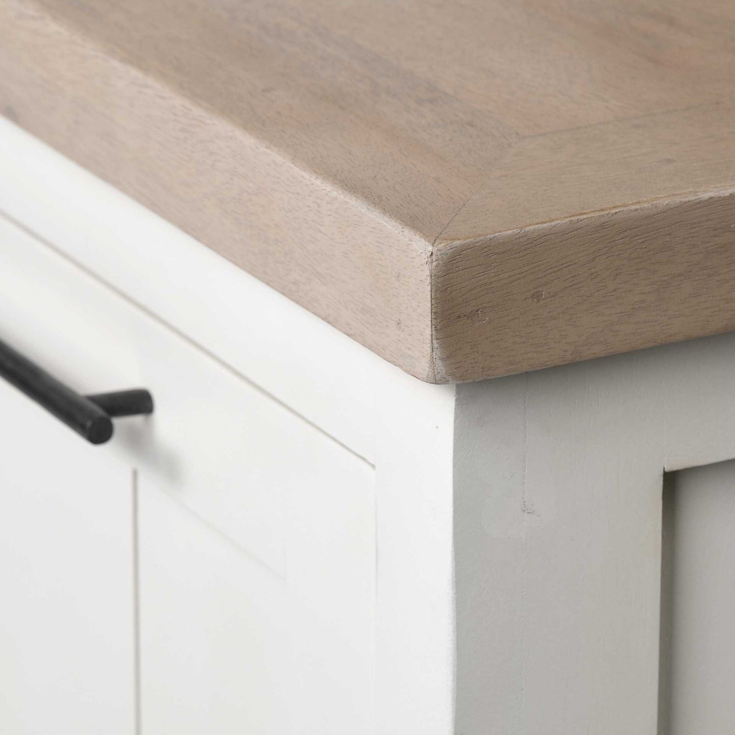 Brown & White Solid Wood Sideboard w/ 4 Doors