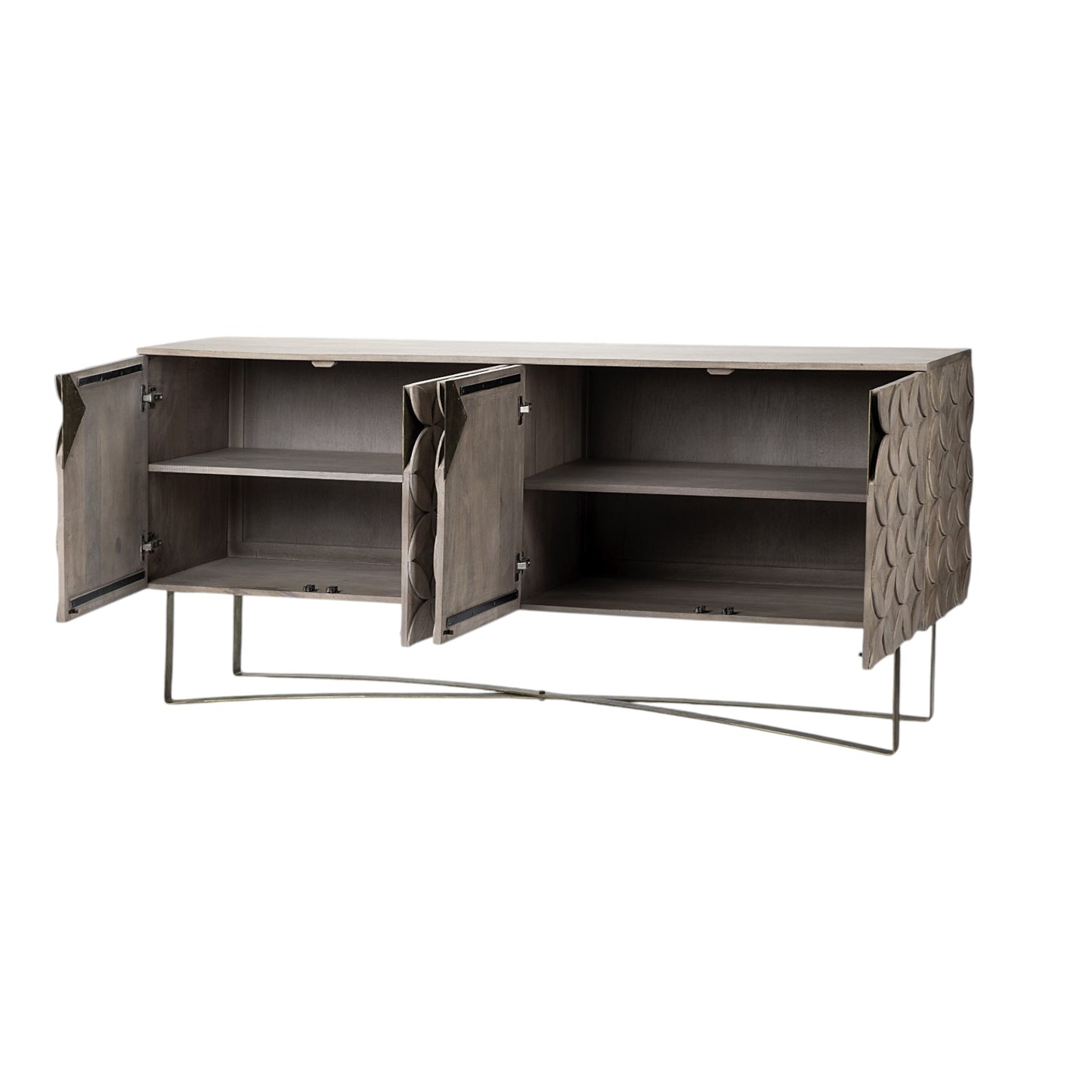 Light Brown Solid Wood Sideboard w/ 4 Doors