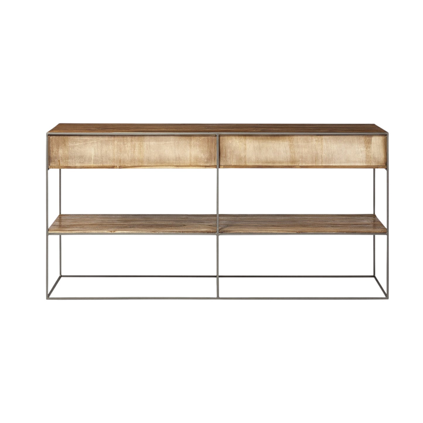 Brown Solid Wood 2 Drawer Sideboard