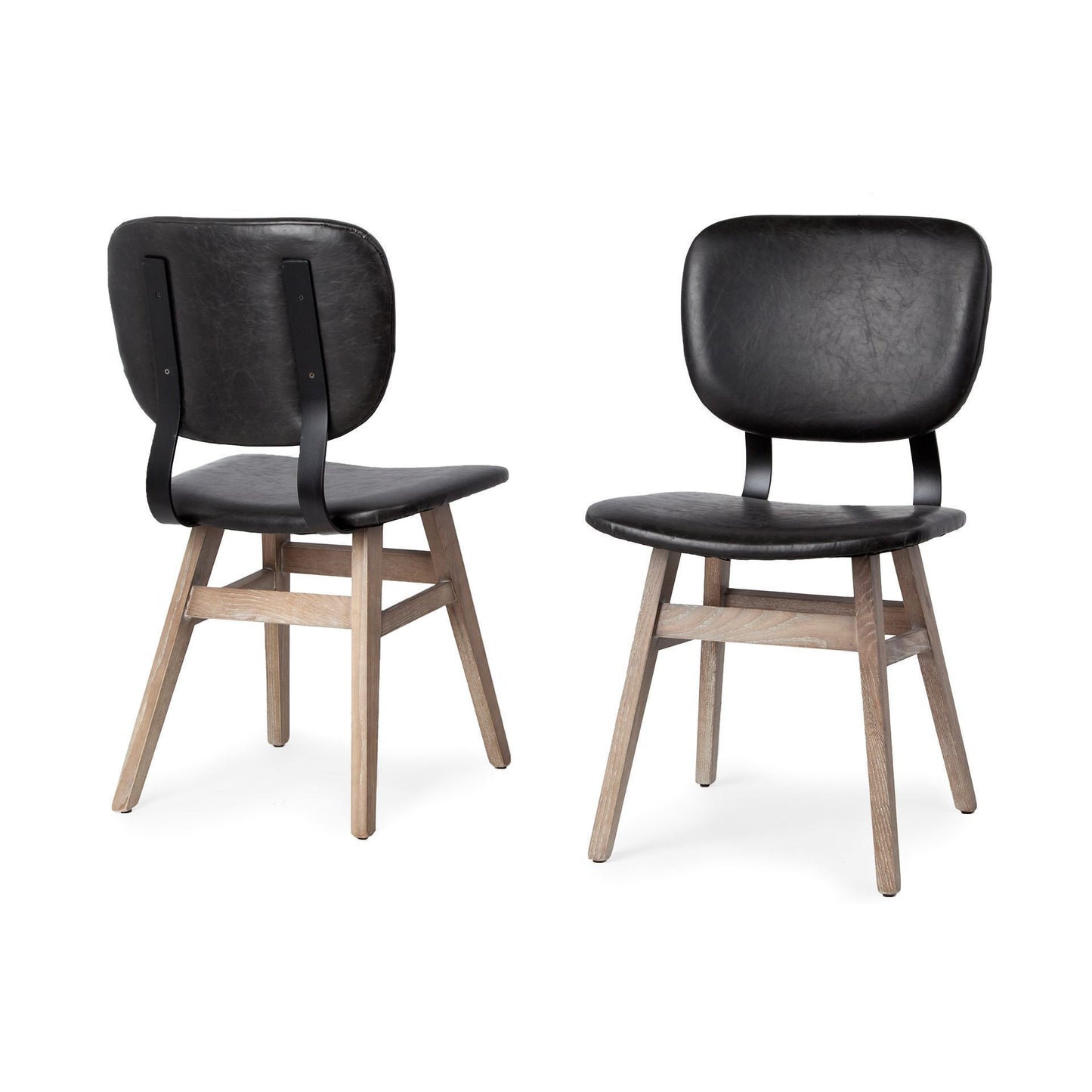 Black & Brown Faux Leather Side Chairs - Set of 2