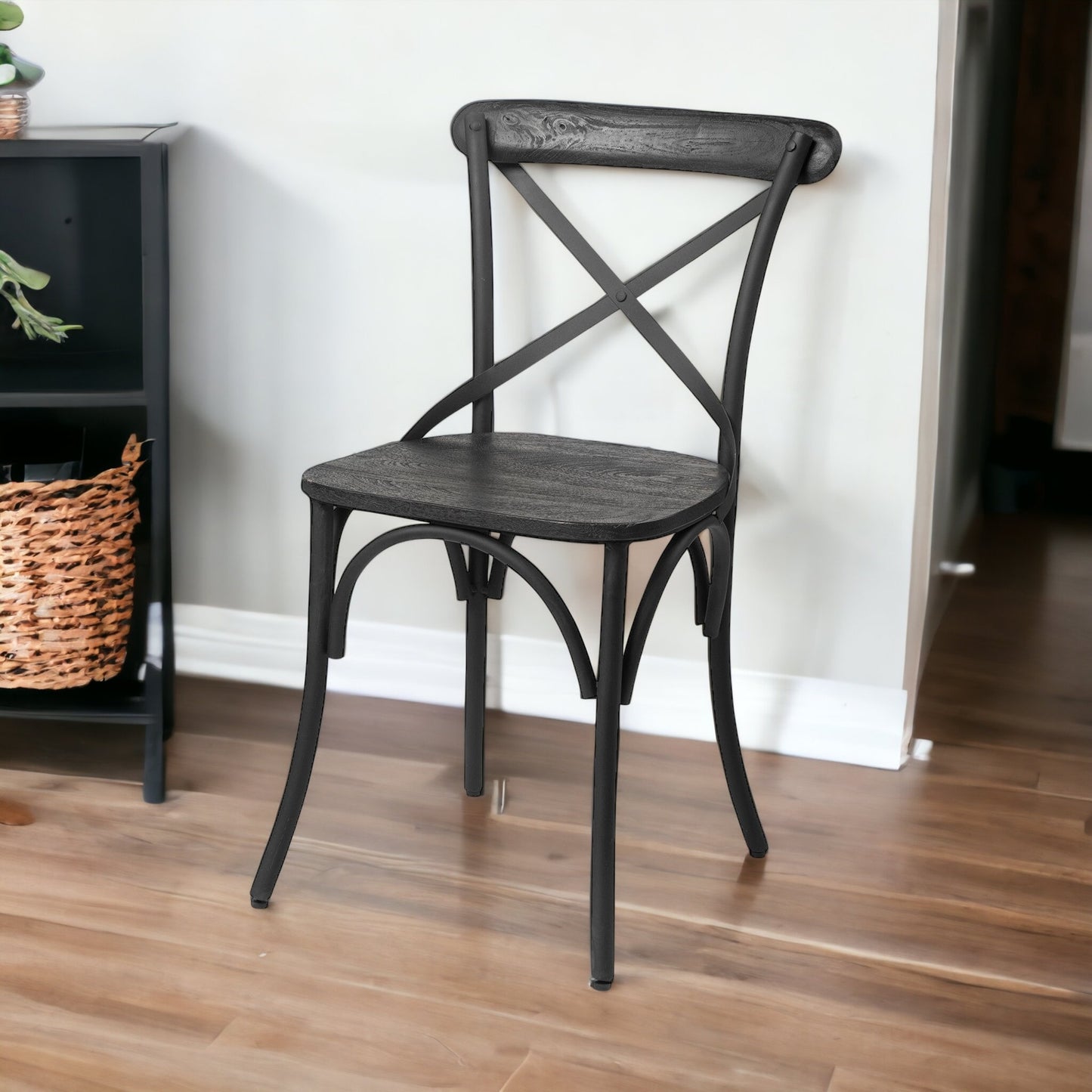 Black Wood Cross Back Side Chairs - Set of 2