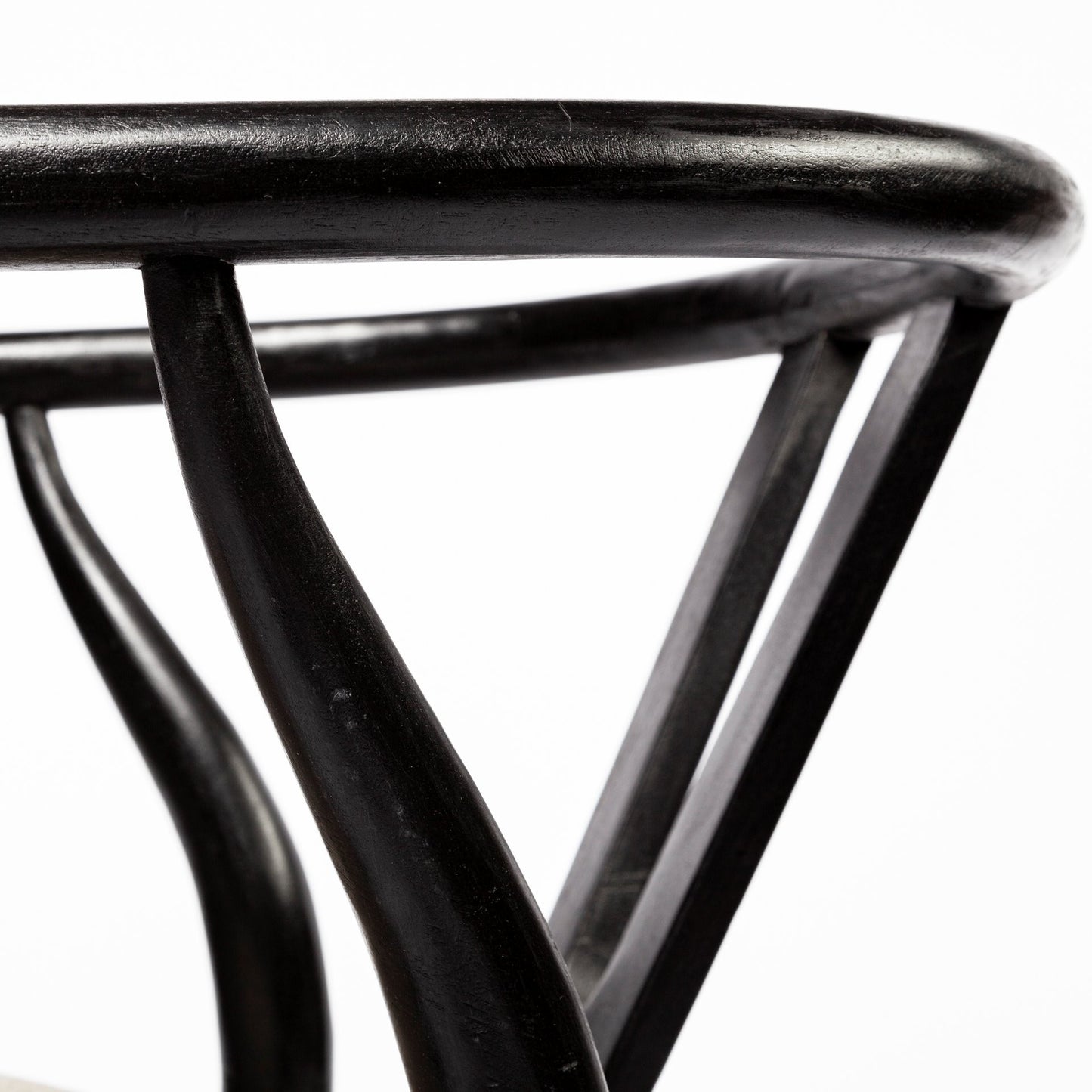Beige & Black Linen Wishbone Back Dining Chair