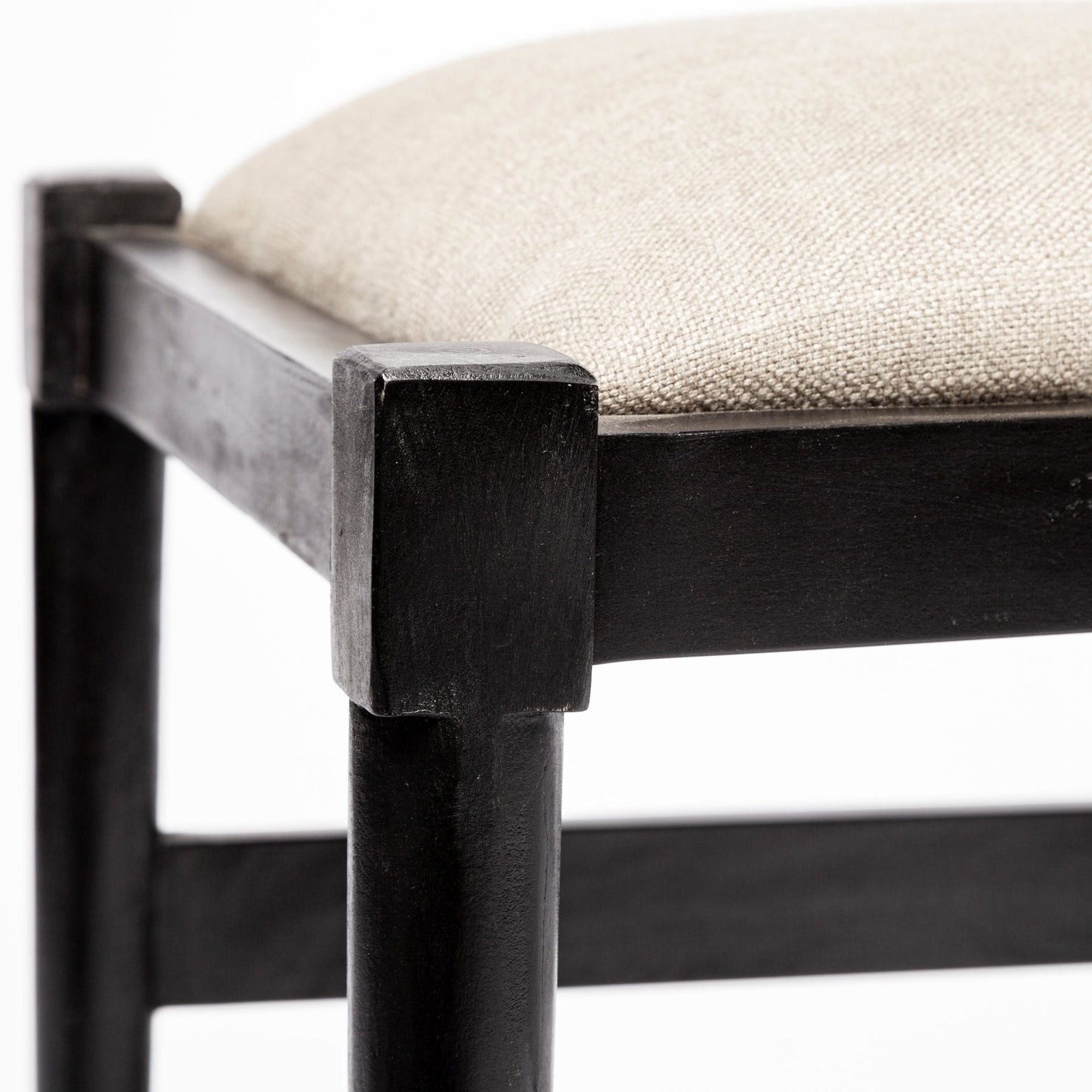 Beige & Black Linen Wishbone Back Dining Chair