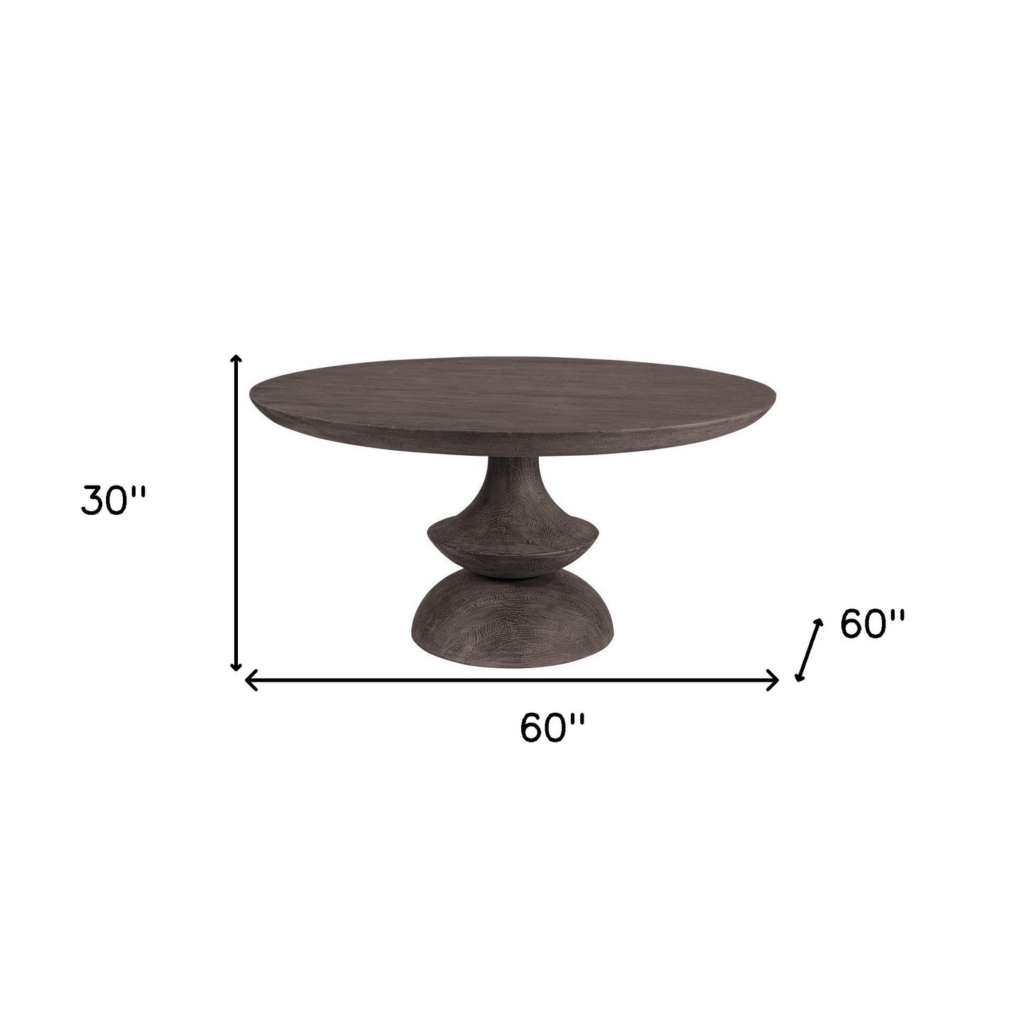 Gray Rounded Solid Wood Pedestal Base Dining Table