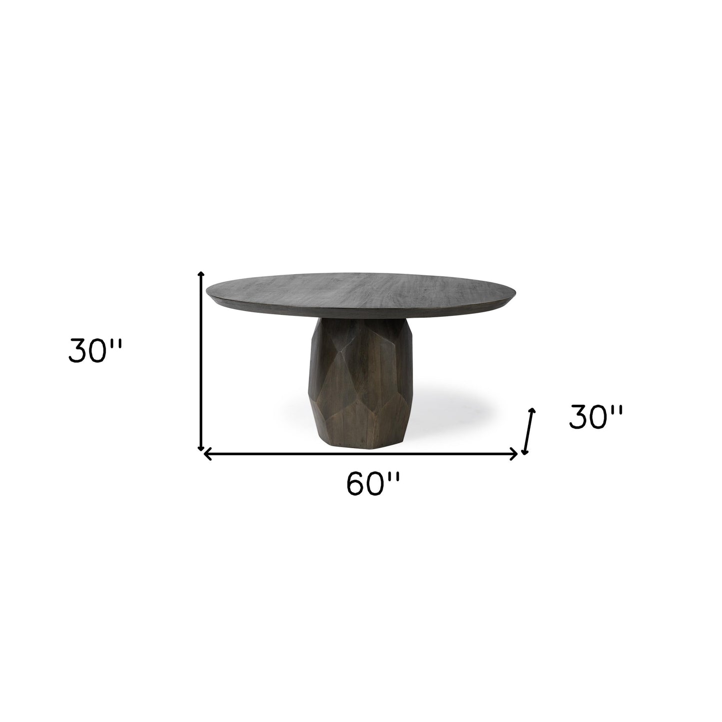 Brown Rounded Solid Wood Pedestal Base Dining Table