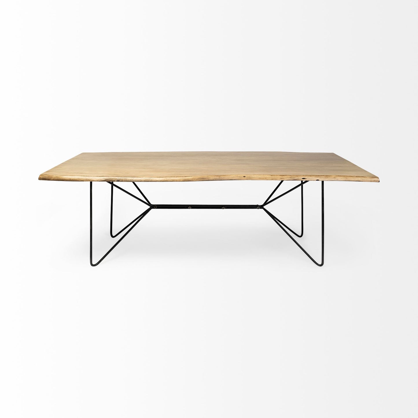 Brown And Black Solid Wood And Metal Dining Table