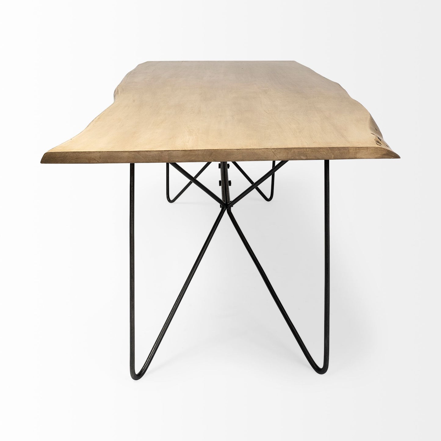 Brown And Black Solid Wood And Metal Dining Table