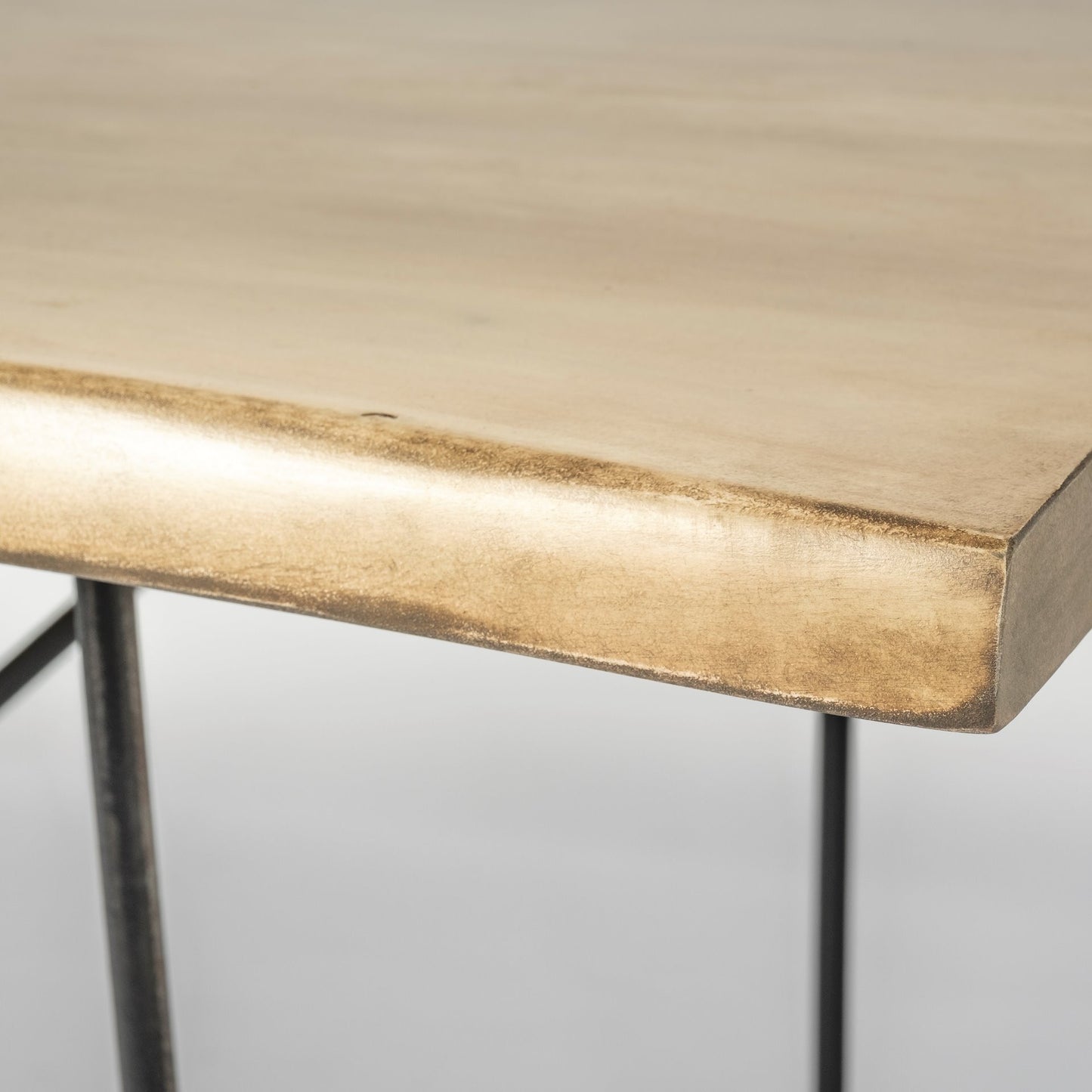 Brown And Black Solid Wood And Metal Dining Table