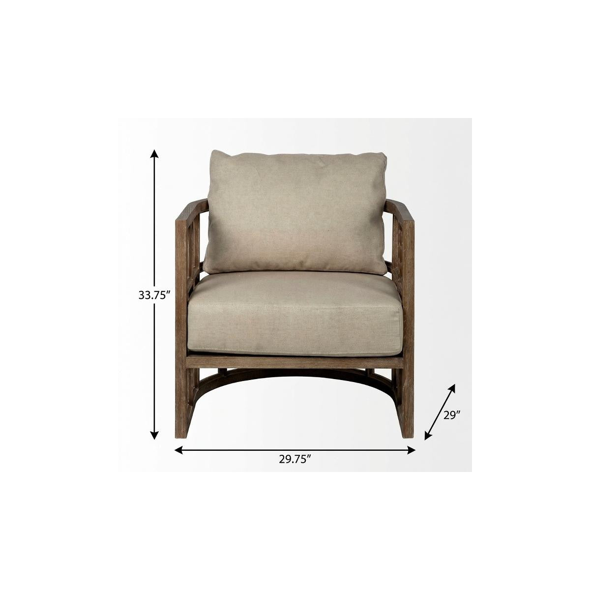 Cream & Brown Fabric Arm Chair