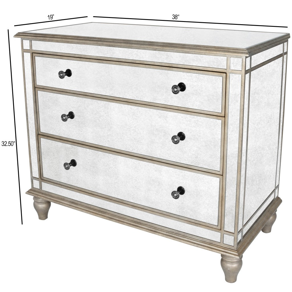 Walnut Marble Wood 3-Drawer Dresser