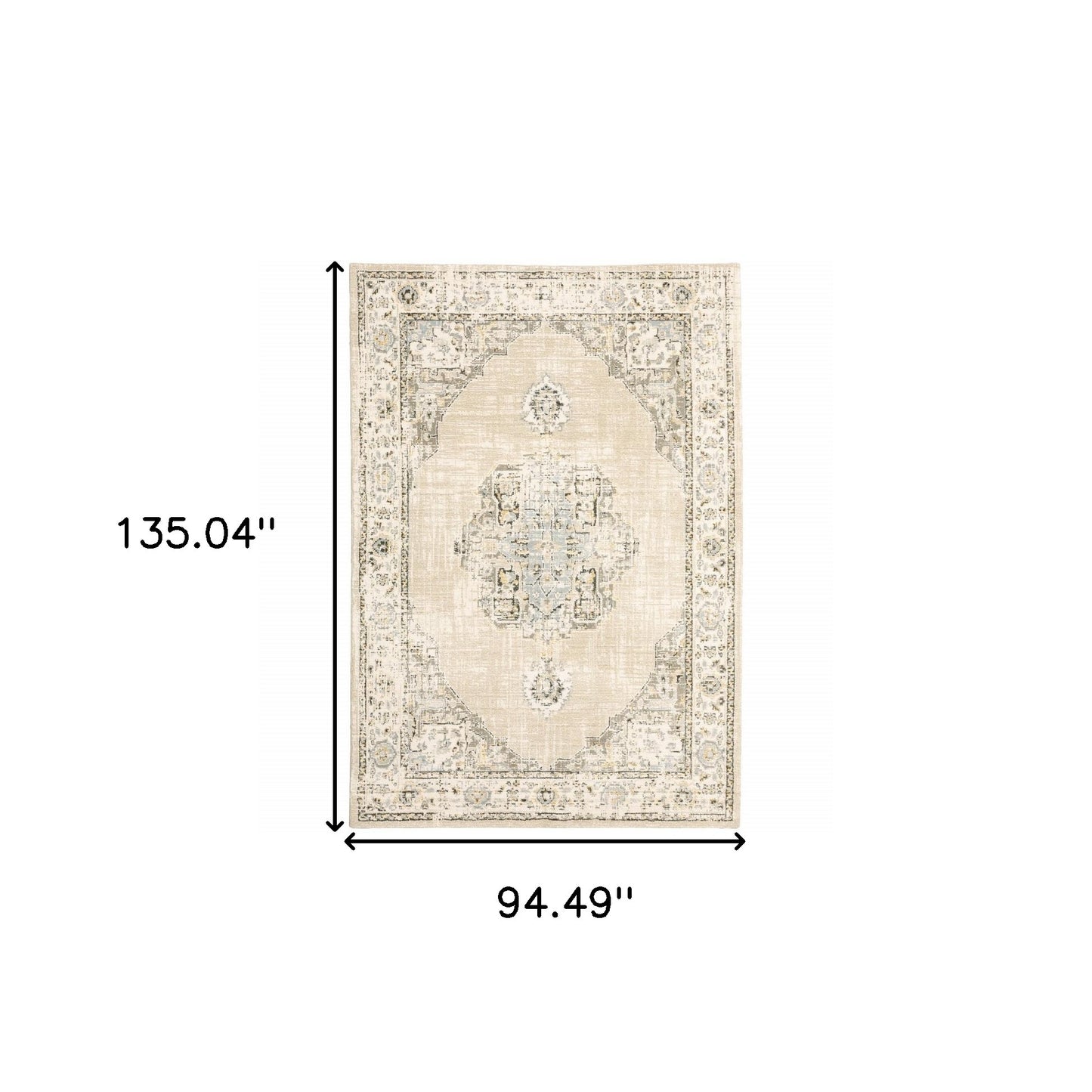 8 x 10 Beige & Ivory Center Jewel Rug