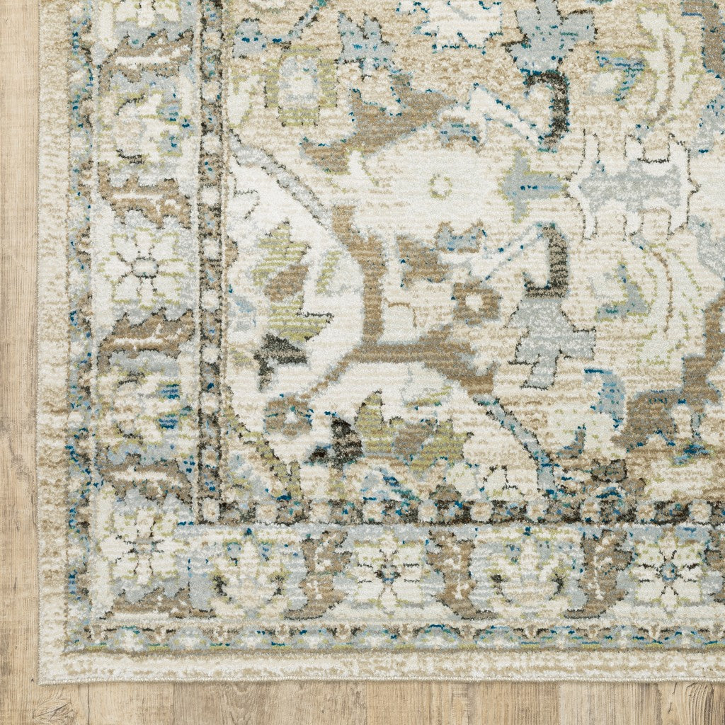 7 x 9 Beige & Ivory Medallion Rug