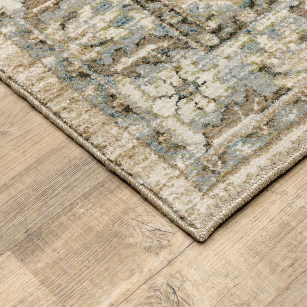 8 x 10 Beige & Ivory Medallion Rug