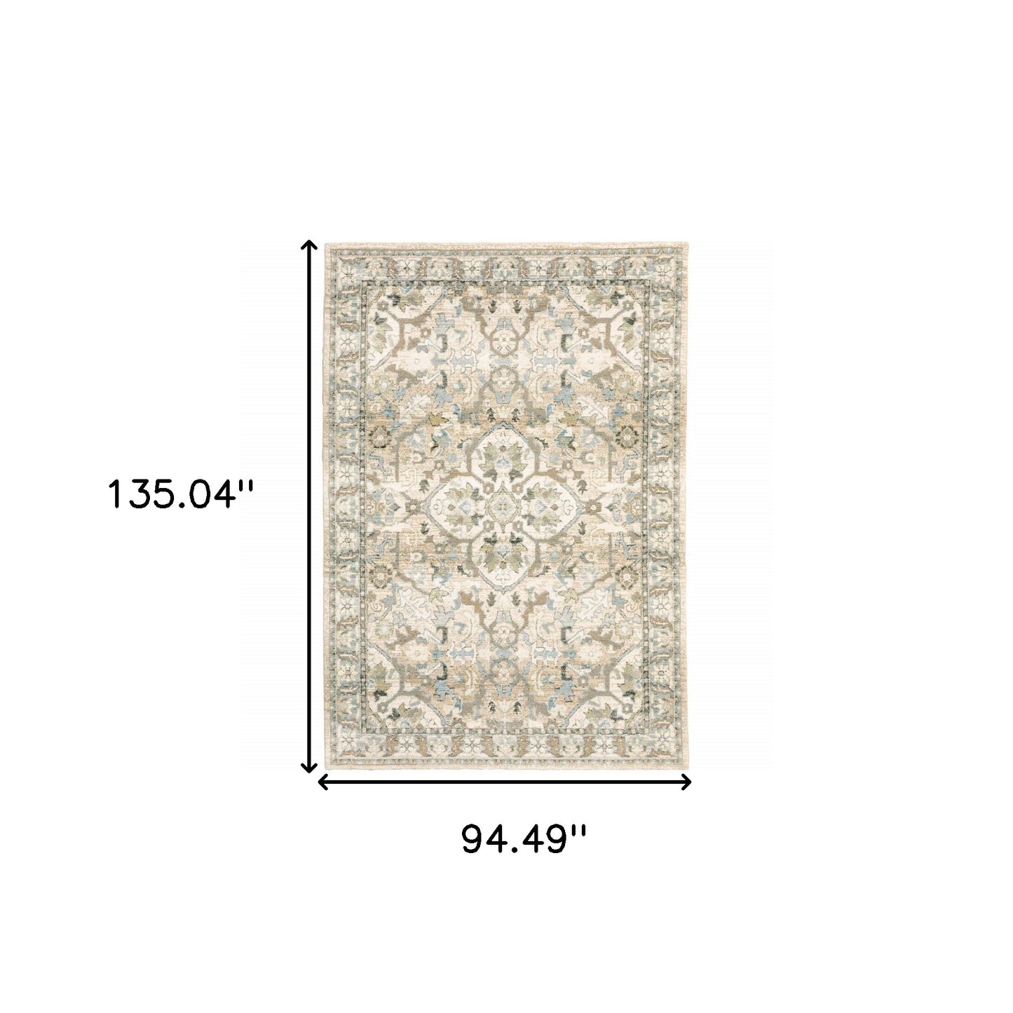 8 x 10 Beige & Ivory Medallion Rug