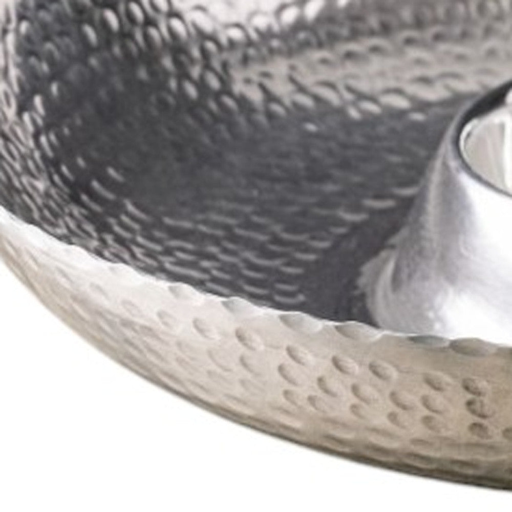 Handcrafted Hammered Stainless Steel Chip And Dip Server