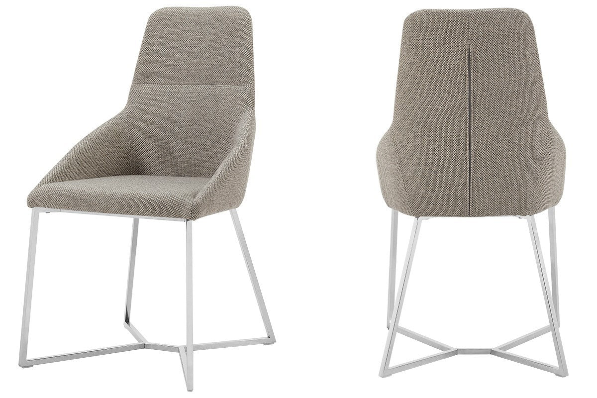 Light Grey & Geo Stainless Steel Dining Chairs - Set of 2