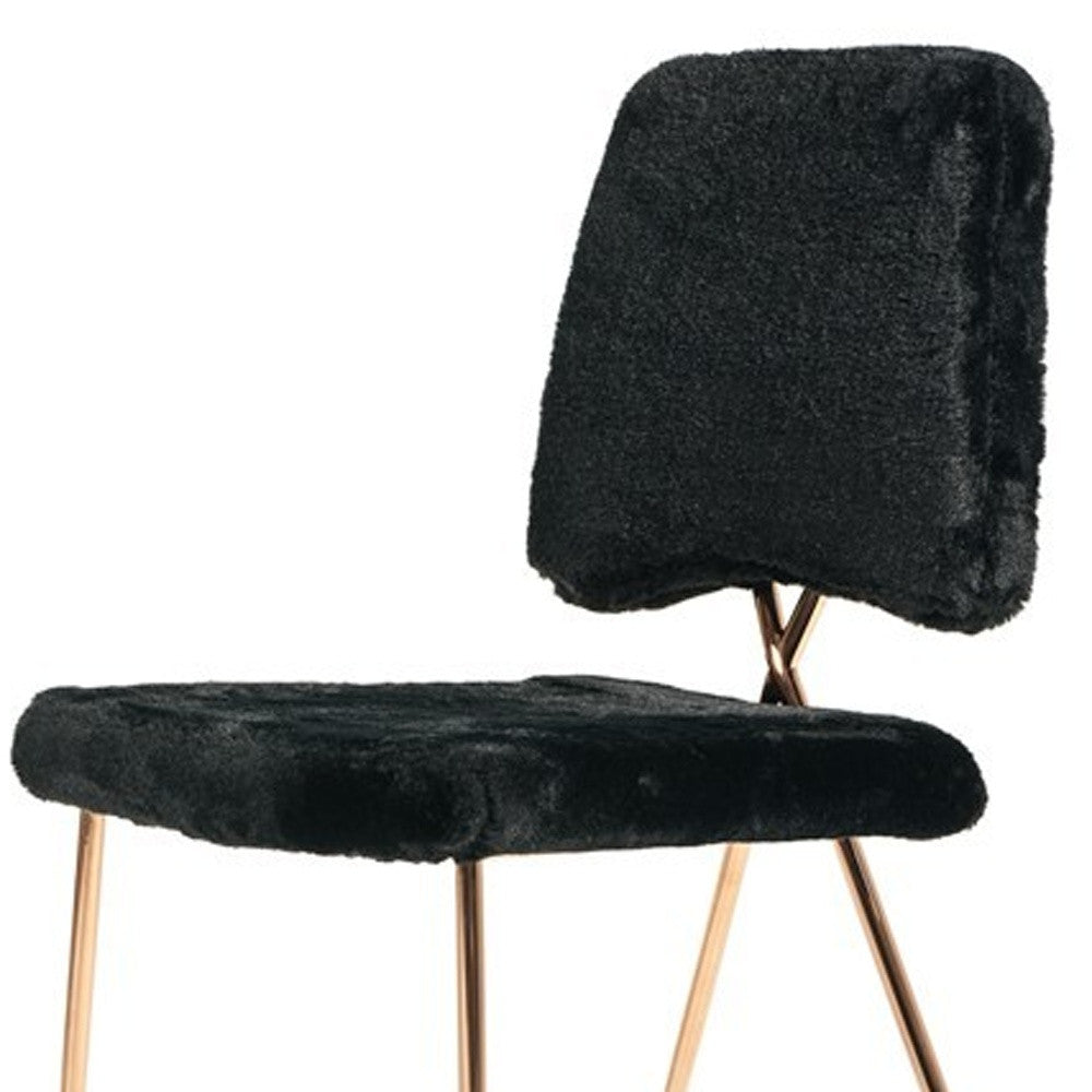 Gold Black Fabric Solid Back Dining Chairs - Set of 2