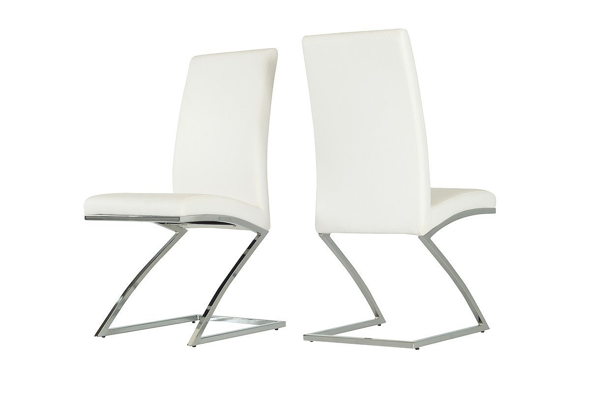White & Silver Faux Leather Dining Chair - Set of 2
