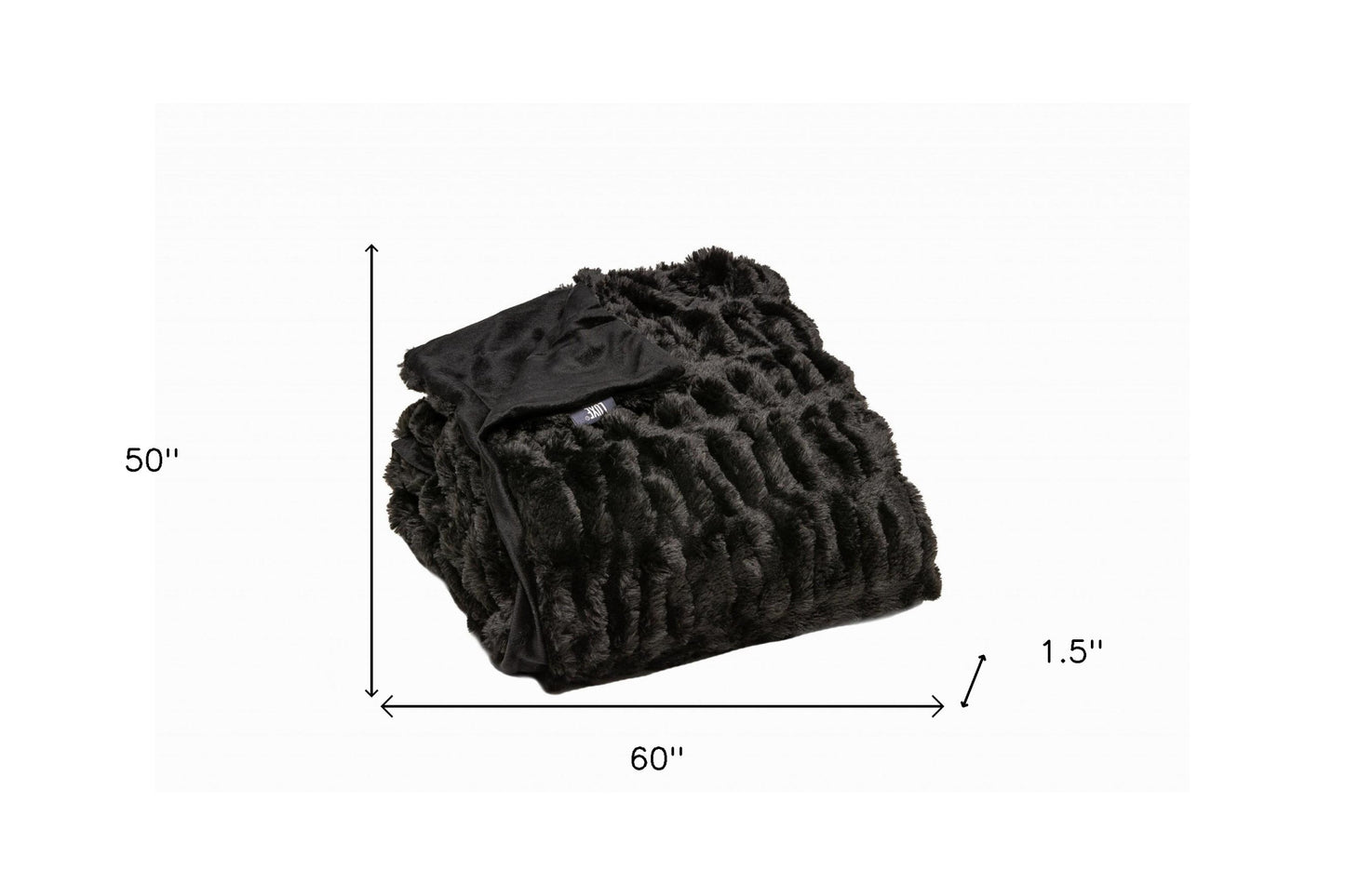 Chunky Sectioned Black Faux Fur Throw