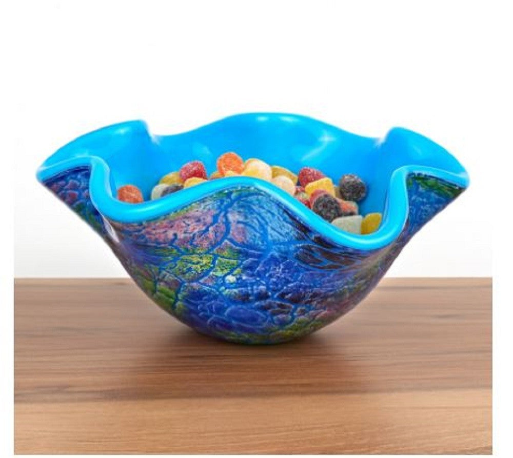 Modern Blue And Green Glass Centerpiece Bowl