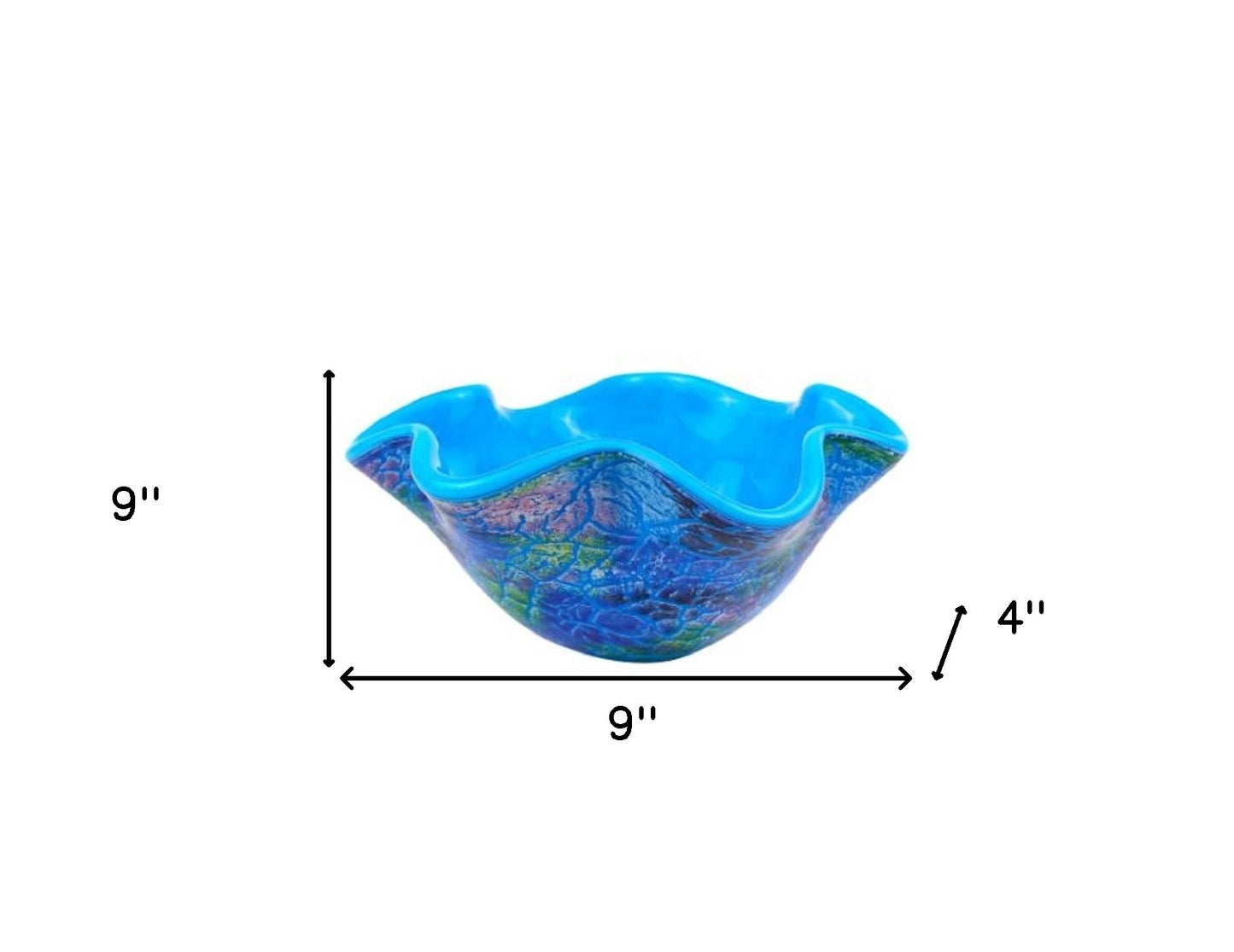 Modern Blue And Green Glass Centerpiece Bowl