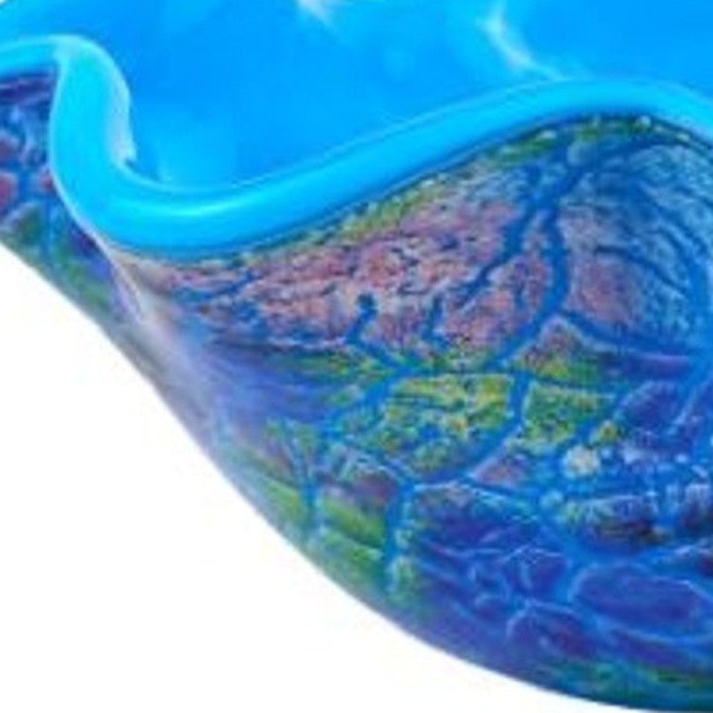 Modern Blue And Green Glass Centerpiece Bowl