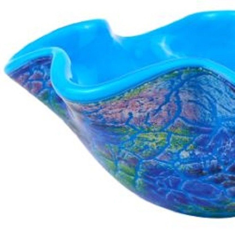 Modern Blue And Green Glass Centerpiece Bowl