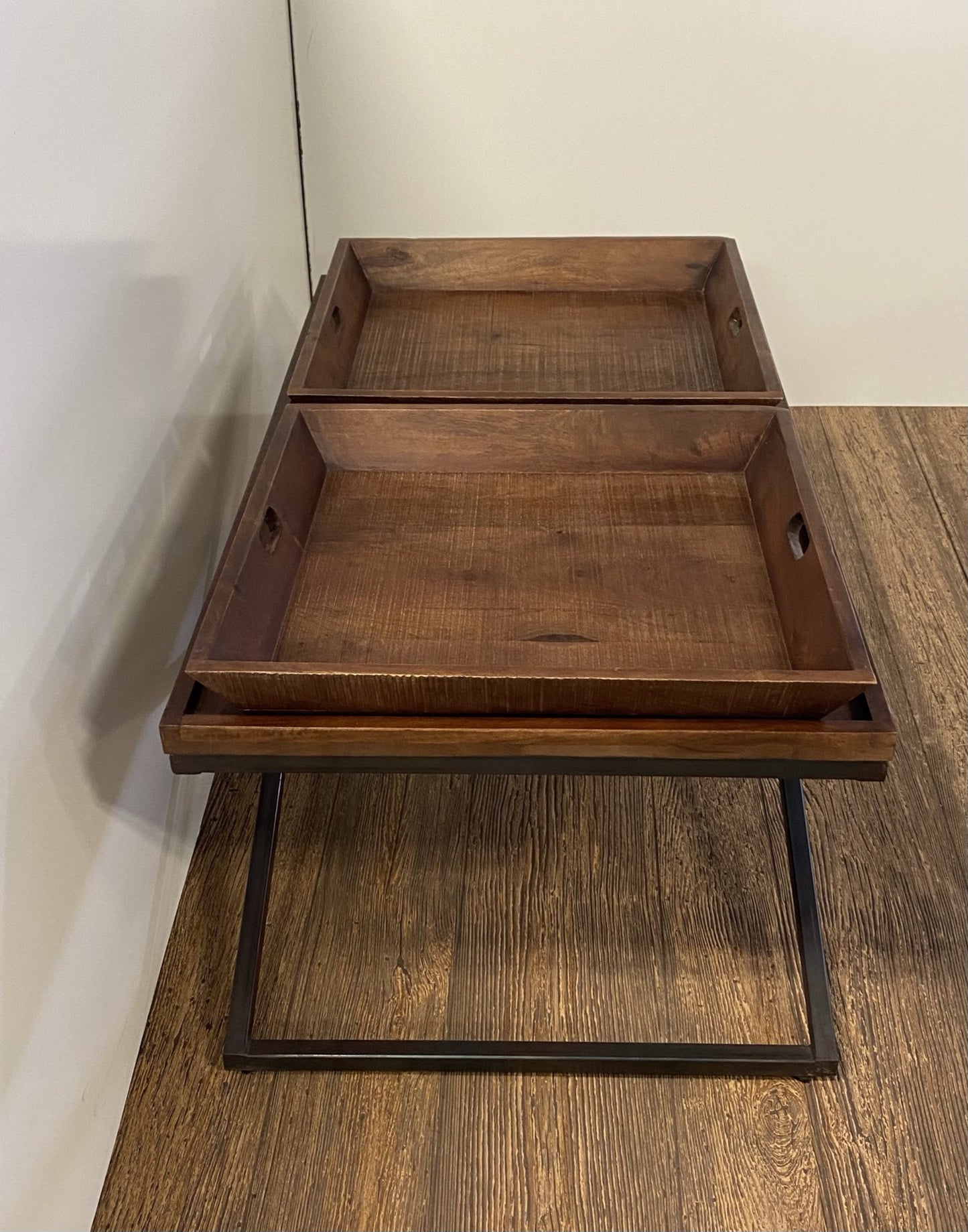 Brown & Black Solid Wood Coffee Table