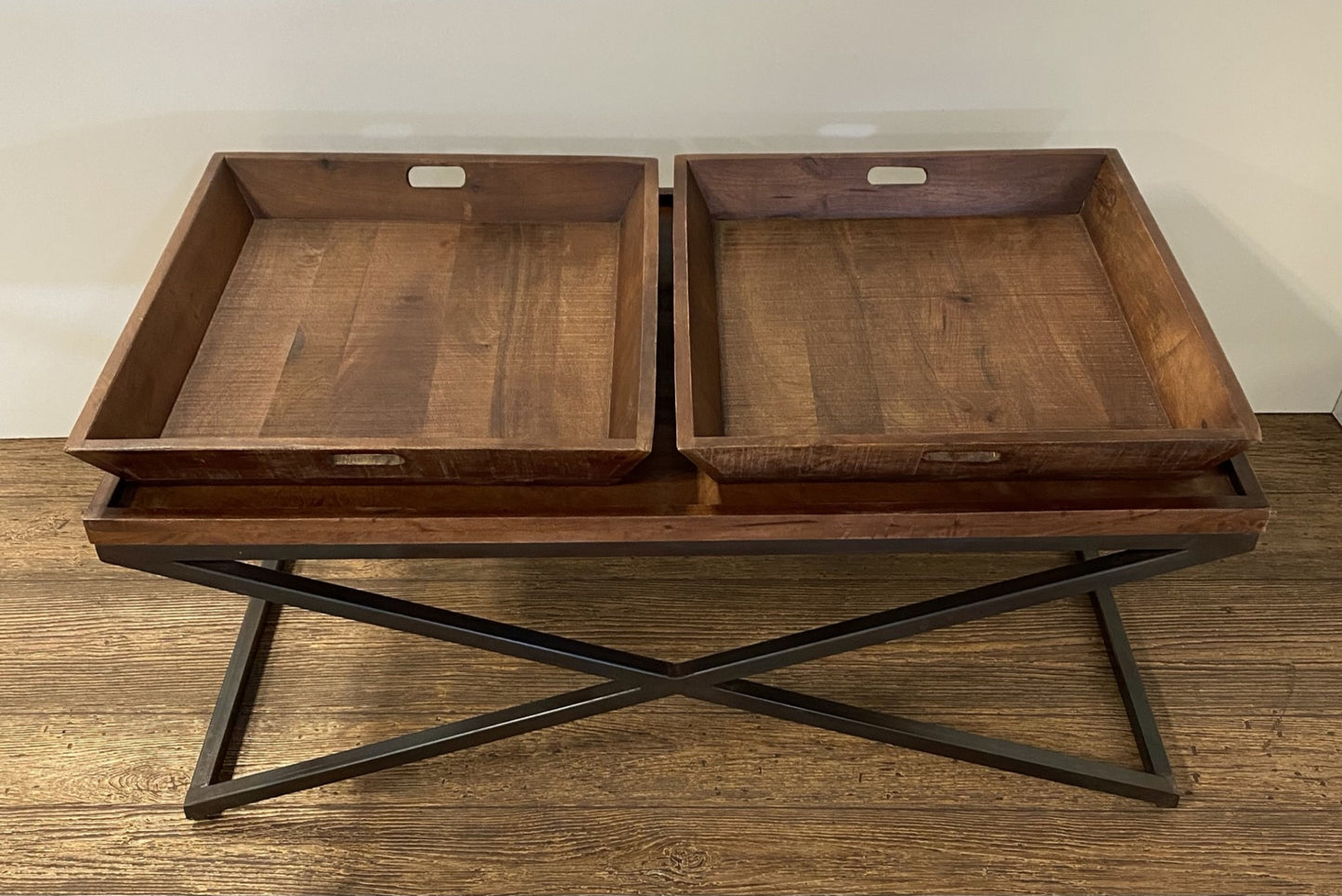 Brown & Black Solid Wood Coffee Table