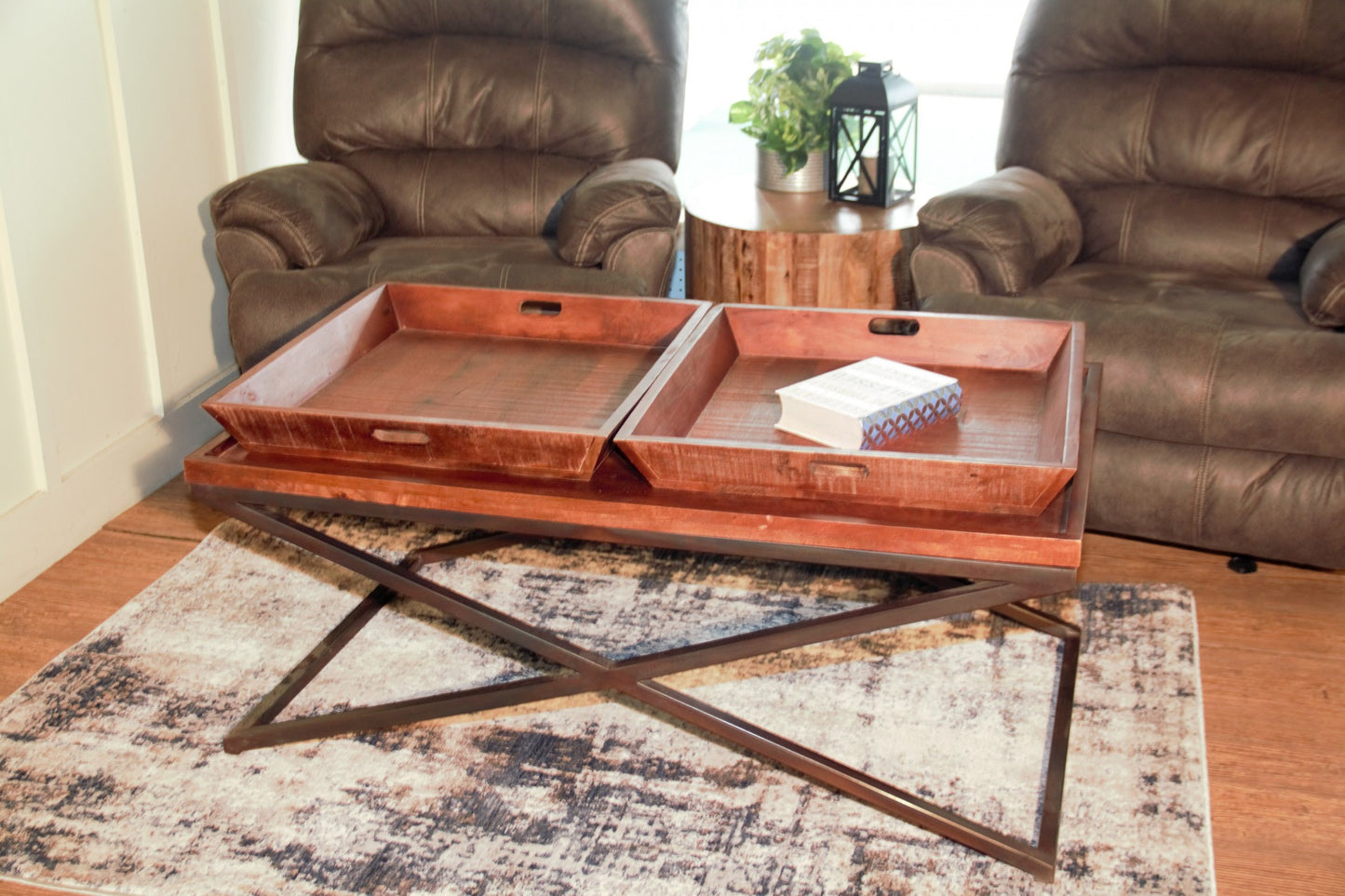 Brown & Black Solid Wood Coffee Table