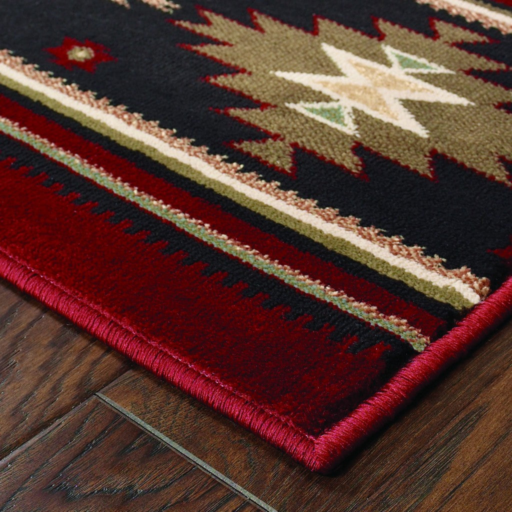 10 x 13 Red & Beige Ikat Pattern Rug