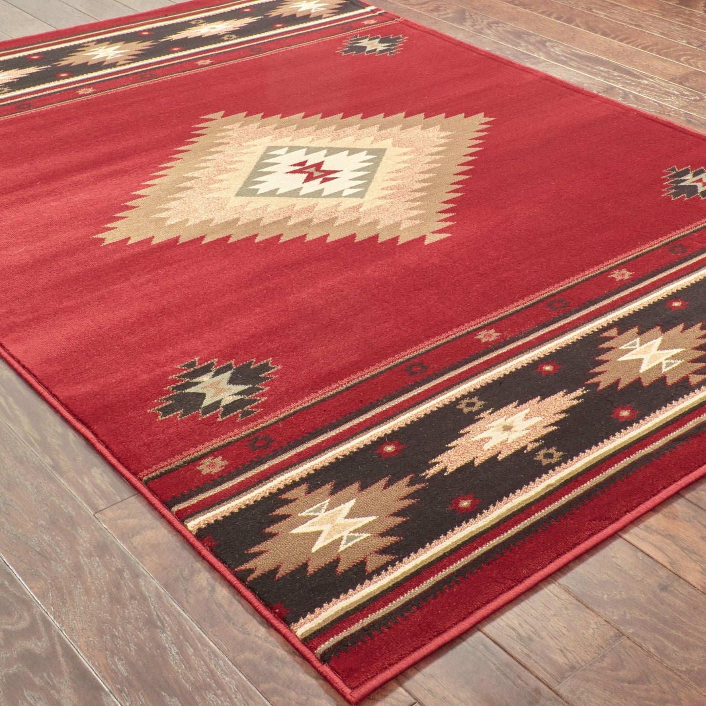 10 x 13 Red & Beige Ikat Pattern Rug