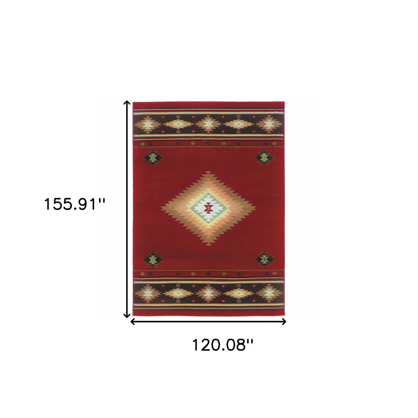 10 x 13 Red & Beige Ikat Pattern Rug