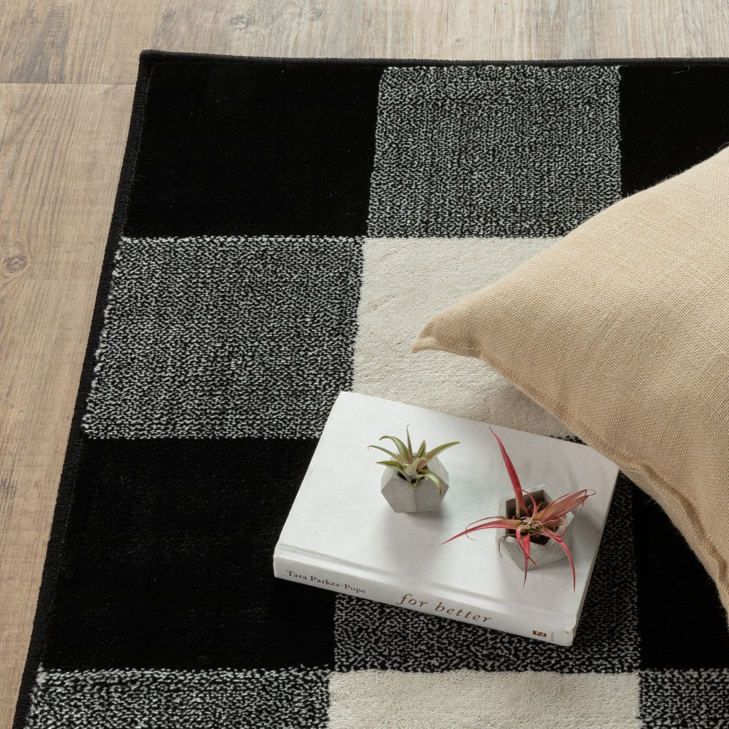 10 x 13 Monochromatic Gingham Pattern Indoor Rug