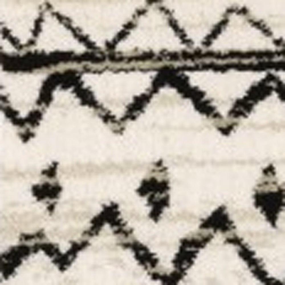 10 x 13 Ivory & Black Eclectic Patterns Indoor Rug